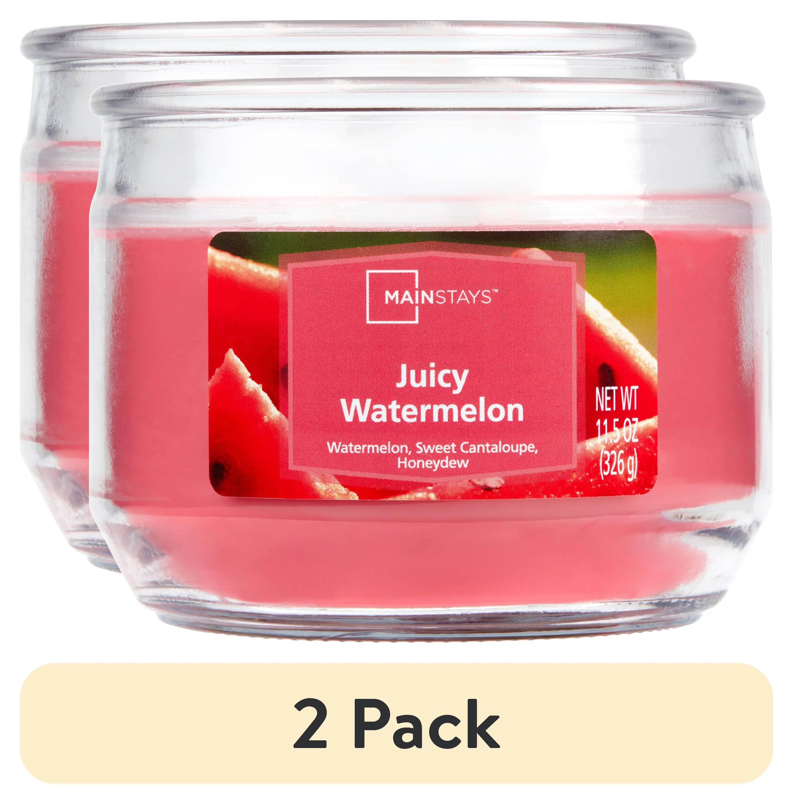 (2 pack) Mainstays Juicy Watermelon Scented 3-Wick Candle, 11.5oz