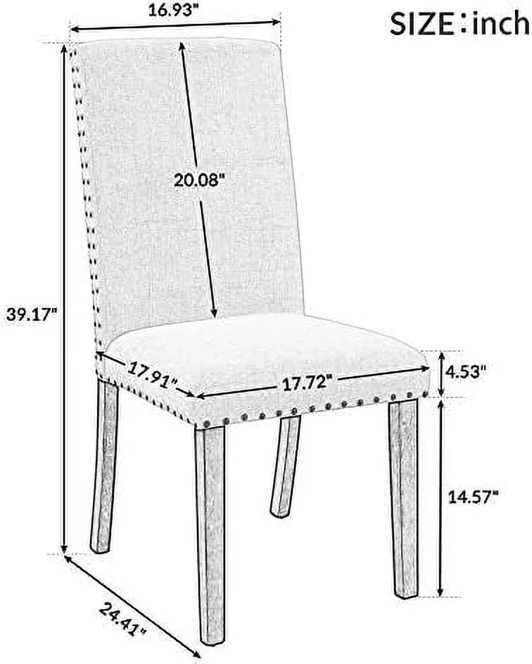 TJUNBOLIFE Dining Chairs   Dining Room Chairs  Fabric Padded Upholstered Side Chair with Solid Wood Legs & Nailed Trim (Blue+Brown  )