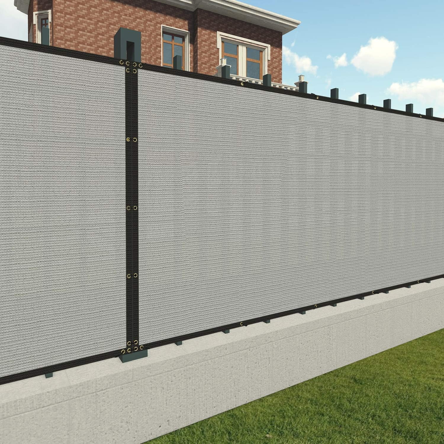 By Paradise Light Grey 8'X1' Privacy Screen Fence 180 GSM Heavy Duty Fencing Mesh Shade Net ver For Wall Garden Yard Backyard Grade Privacy Fencing 90% Privacy Blockage