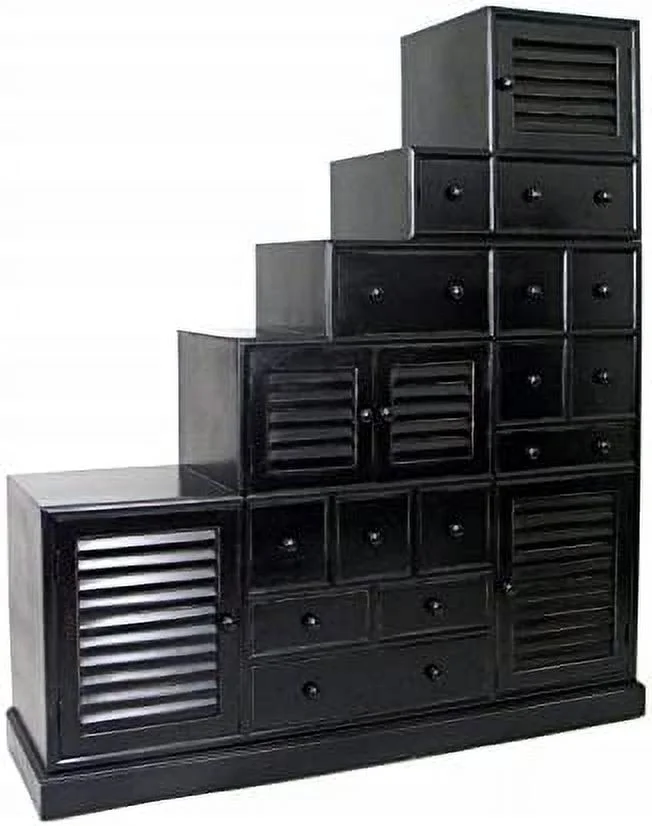 Pemberly Row Step Cabinet in Antique Black