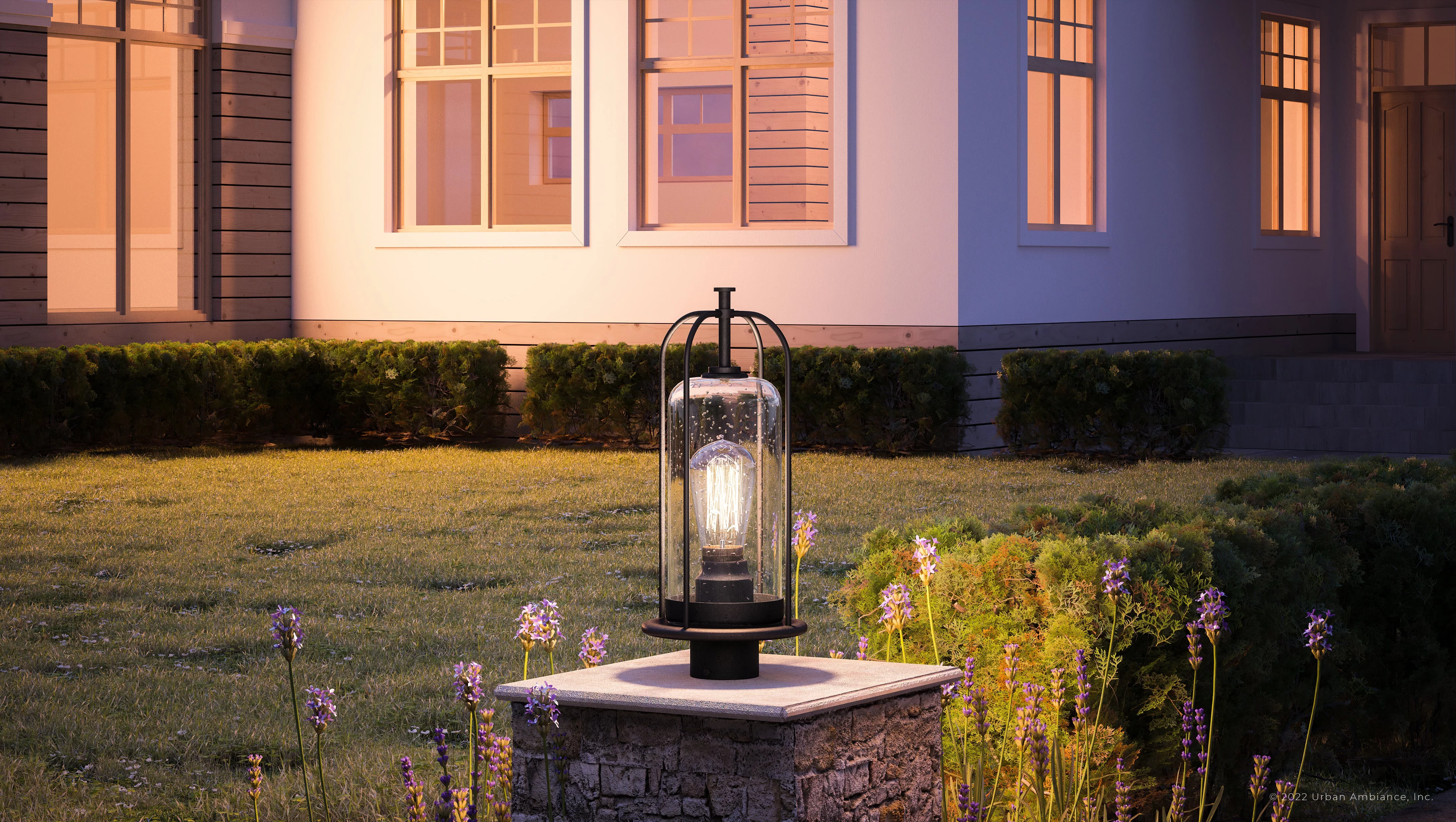 Luxury Farmhouse Post Light, 18.25H x 8.125W, with Industrial Luxe Style, Midnight Black, UHP1304 by Urban Ambiance