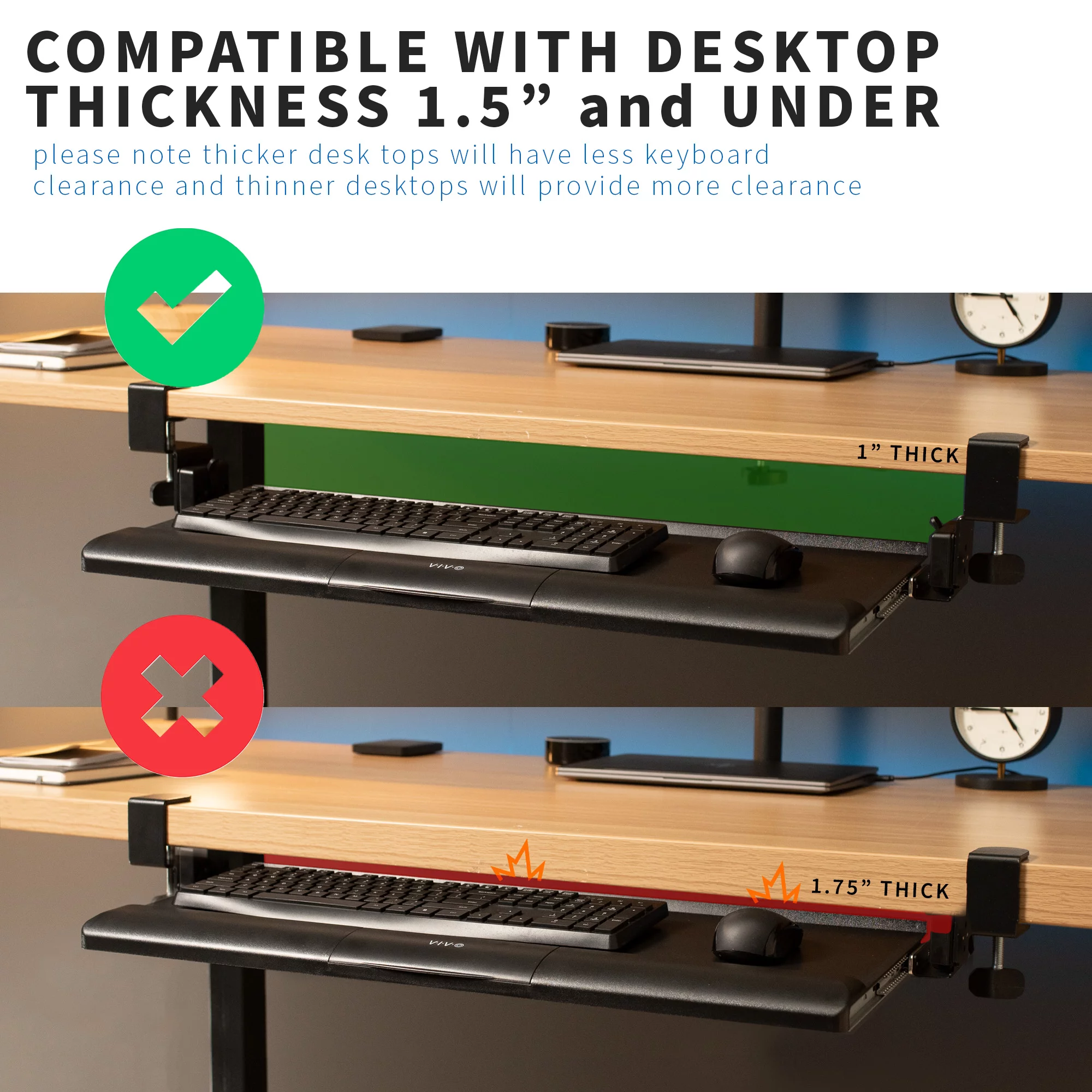 VIVO Clamp-on Tilting Computer Keyboard and Mouse Under Desk Slider Tray