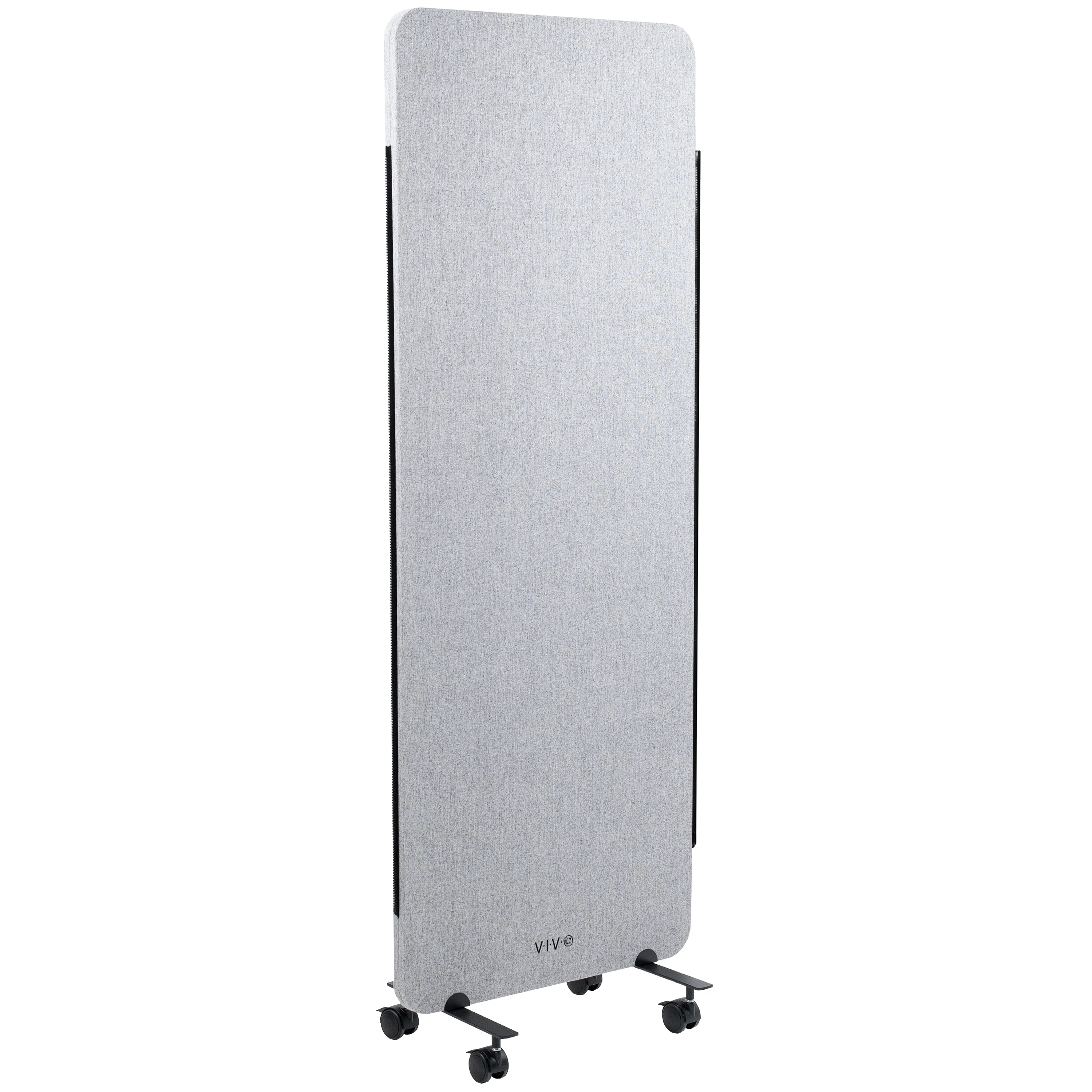 VIVO Gray 24 x 66 inch Mobile Privacy Panel Office Partition on Wheels