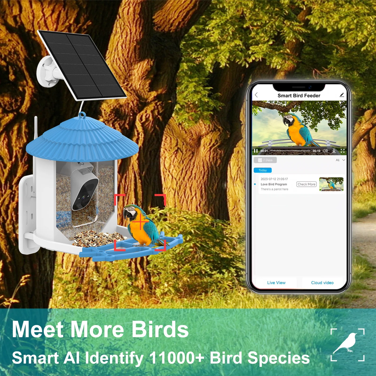 Dudu Bird Feeder with Camera Wireless Outdoor,Smart Bird Feeder Camera with AI Identify Bird Species,Back