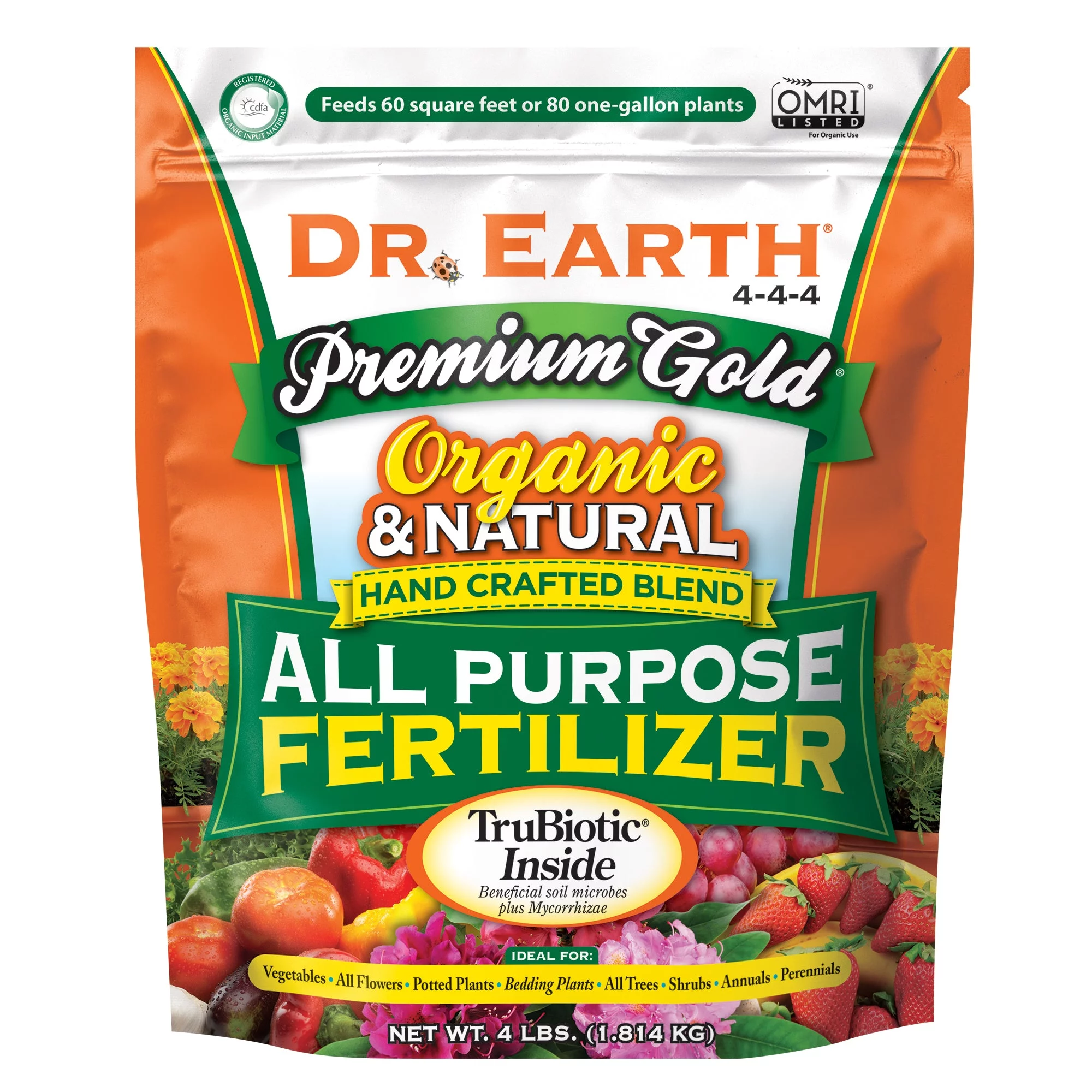 1 Pc, Dr. Earth Premium Gold Organic Flowers/Fruits/Vegetables All Purpose Fertilizer 4 Lb