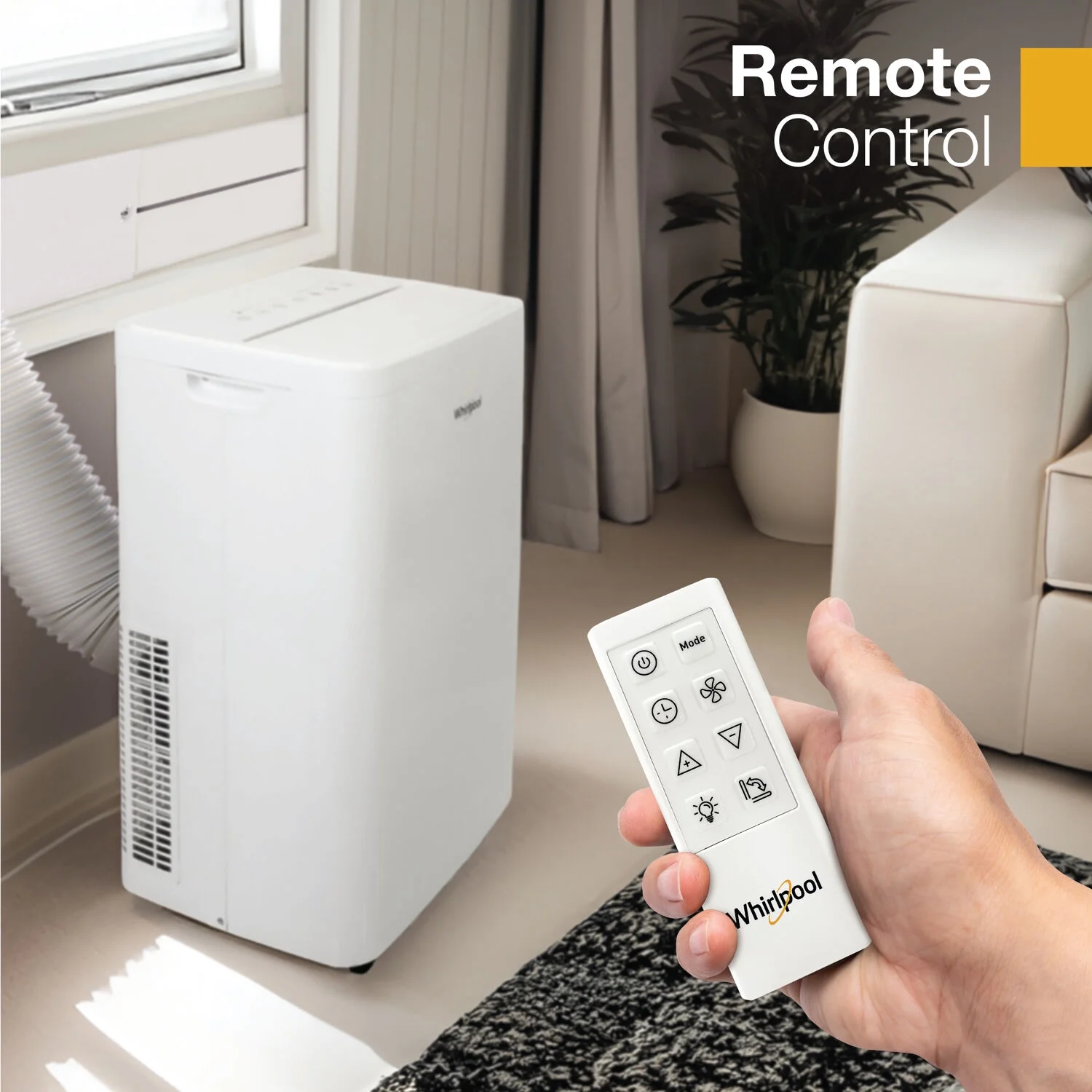 Whirlpool 10,000 BTU (14,000 BTU ASHRAE) Portable Air Conditioner with Remote, 700 Sq ft, WHNP141AW