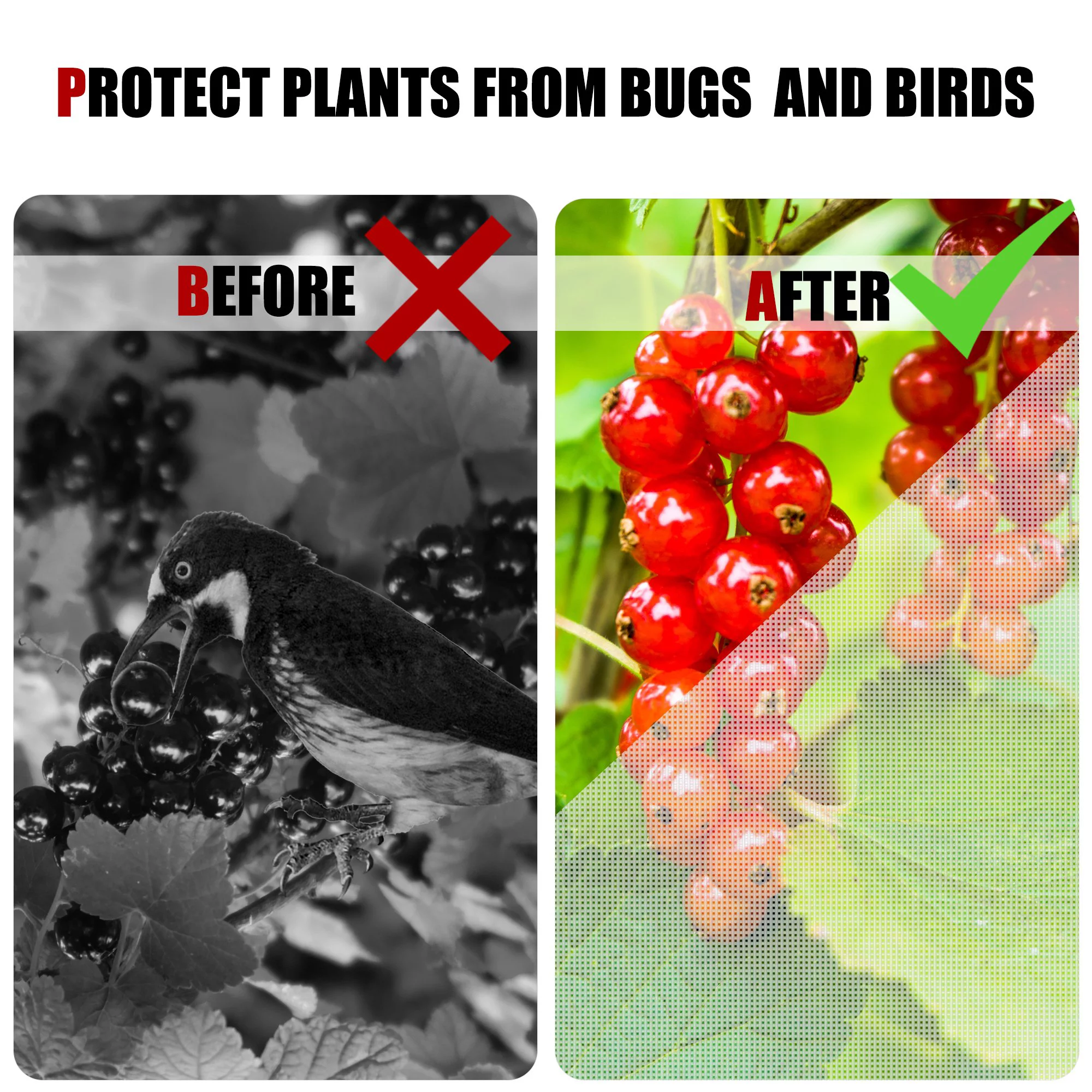 Mosquito Garden Bug Insect Netting Insect Barrier Bird Net Plant Protective Mesh 10Ft x 20Ft