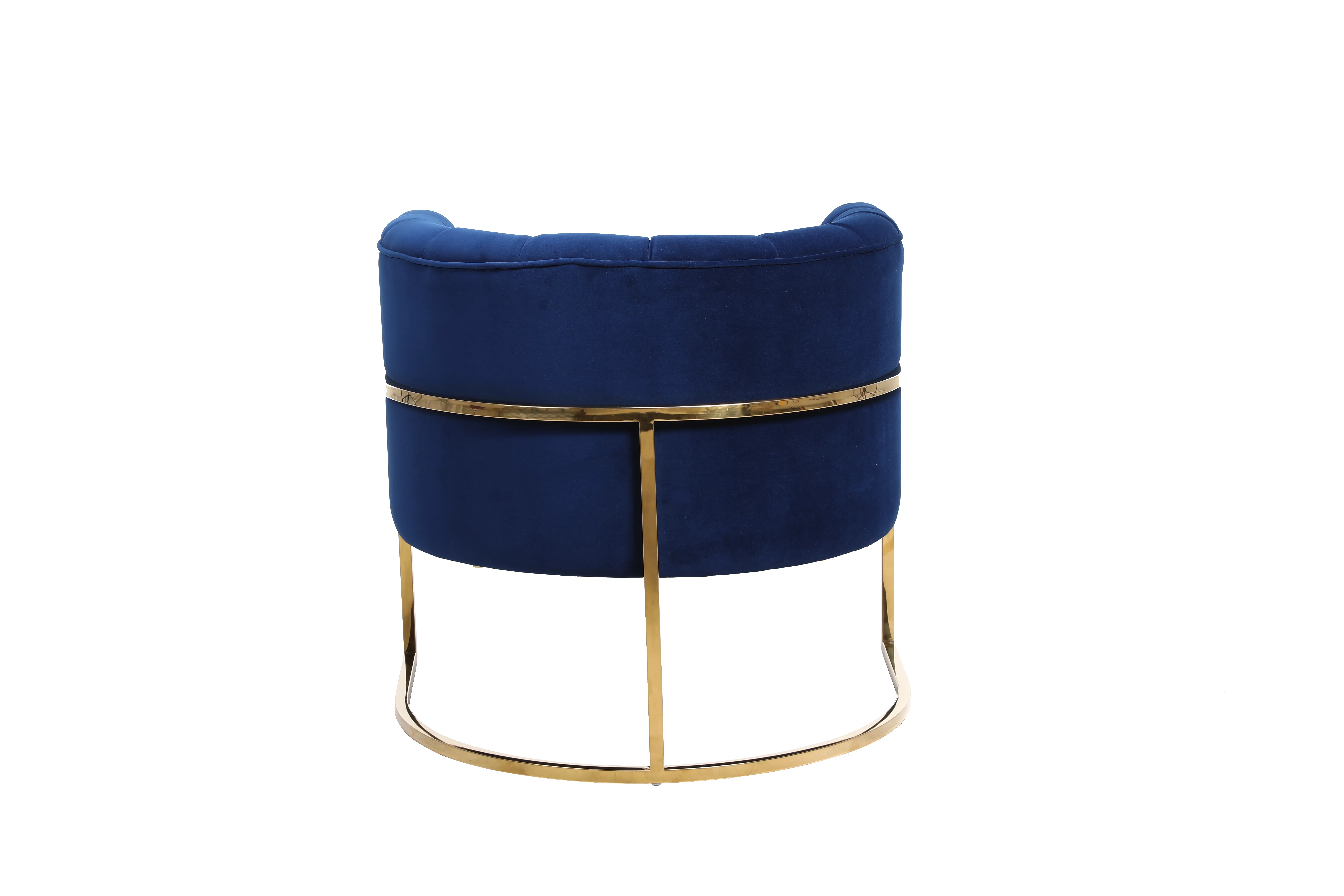 Modern Velvet Upholstered Barrel Chair with U-Shaped Gold Base