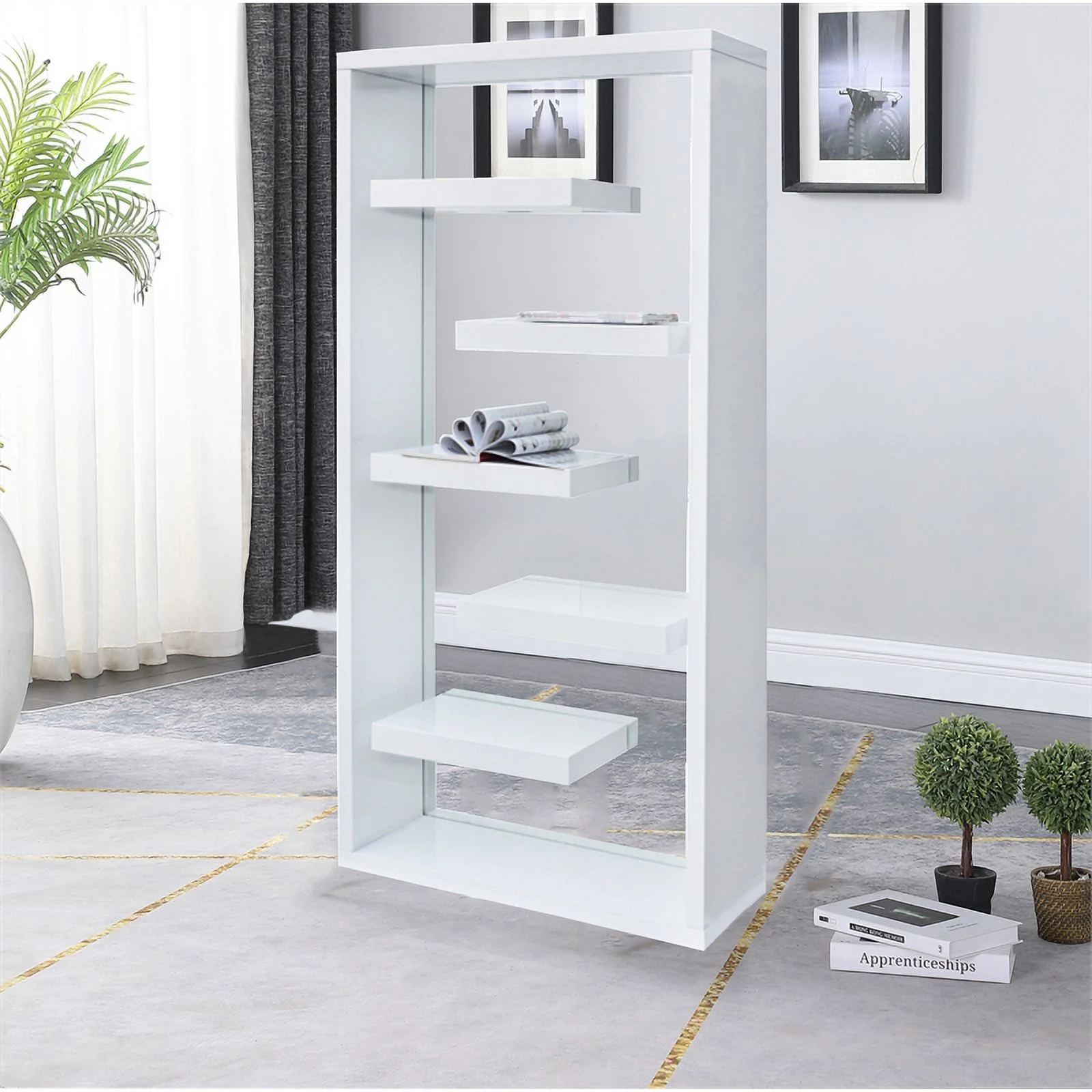 Pemberly Row Modern / Contemporay White Finish Wood Bookcase