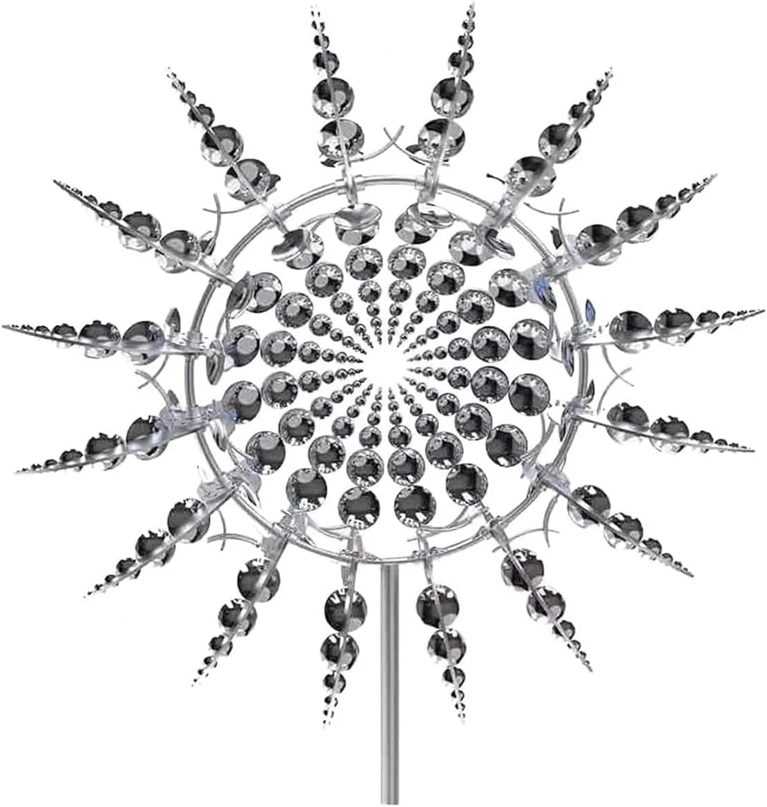 Shirem Magical Metal Windmill, Sherem Magical Metal Windmill, New Kinetic Metal Wind Spinners for Yard and Garden, Colorful, 3D Kinetic Wind Spinner Wind Catchers Sculpture (Bsilver)