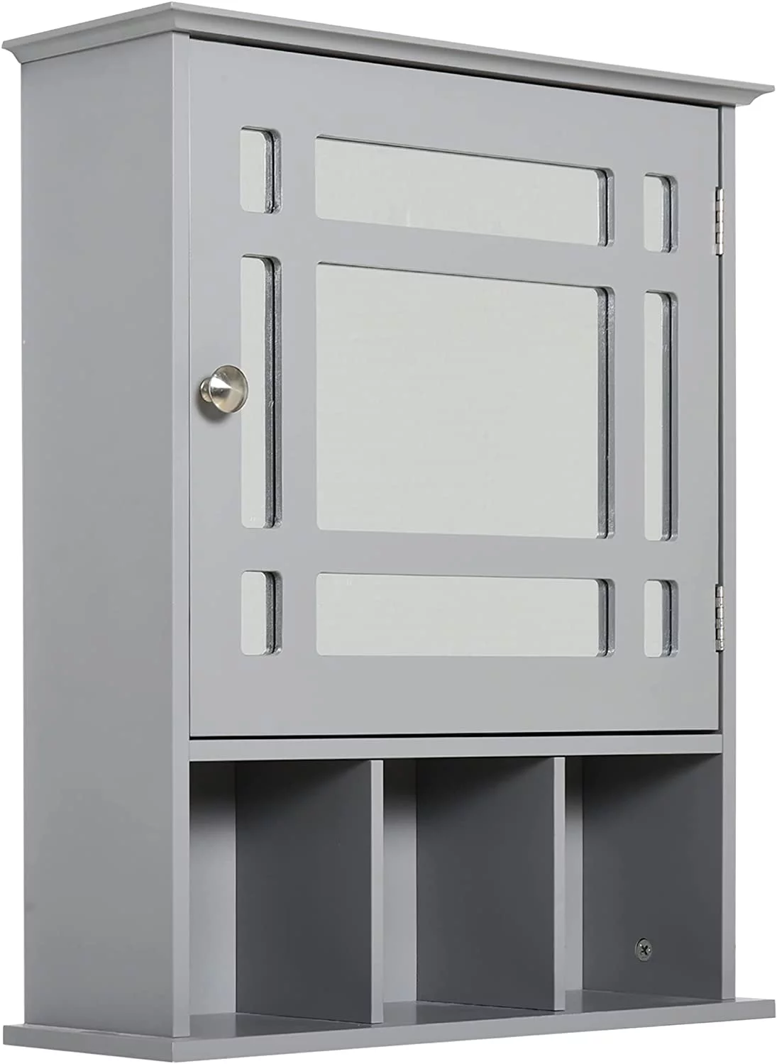 kleankin Bathroom Medicine Cabinet with Mirror, Wall Mounted Mirror Cabinet with Door and Storage Shelves, Gray