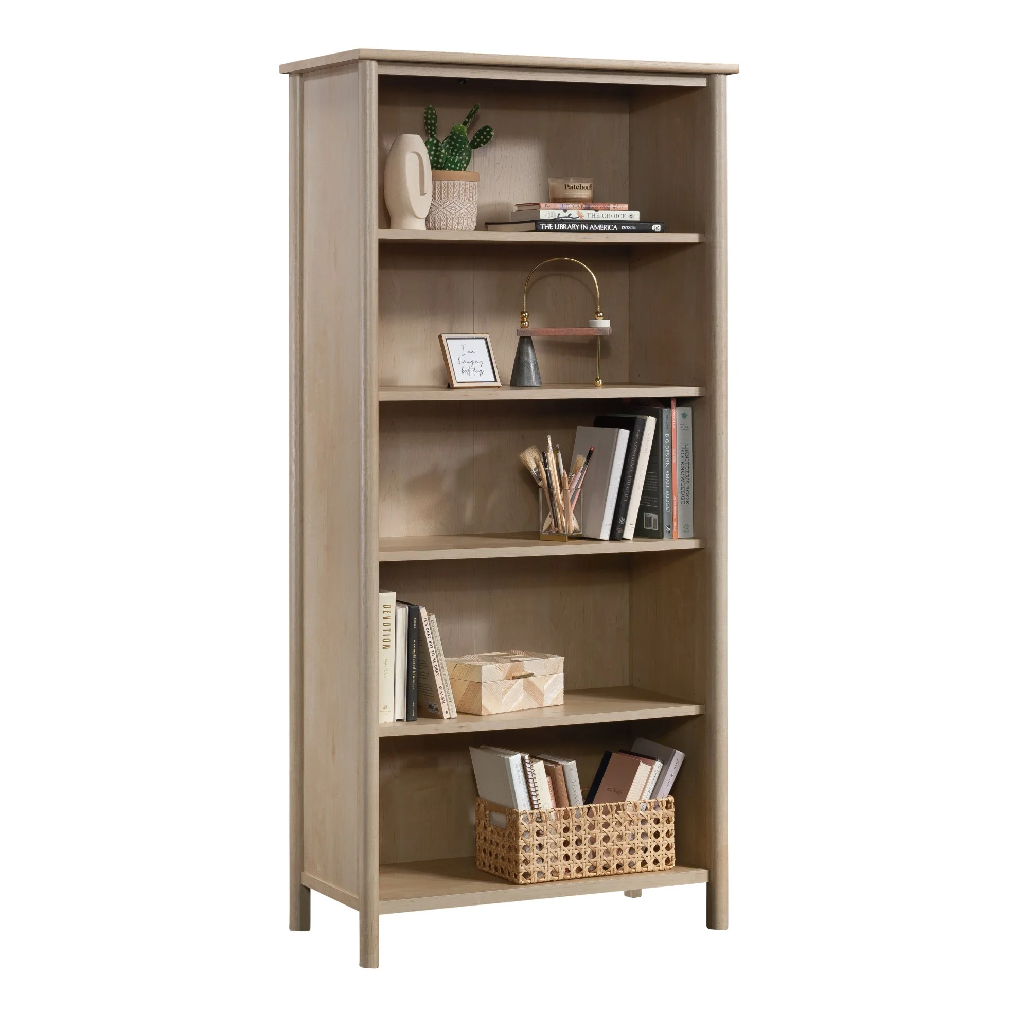 Sauder Whitaker Point Engineered Wood 5-Shelf Bookcase in Natural Maple Finish