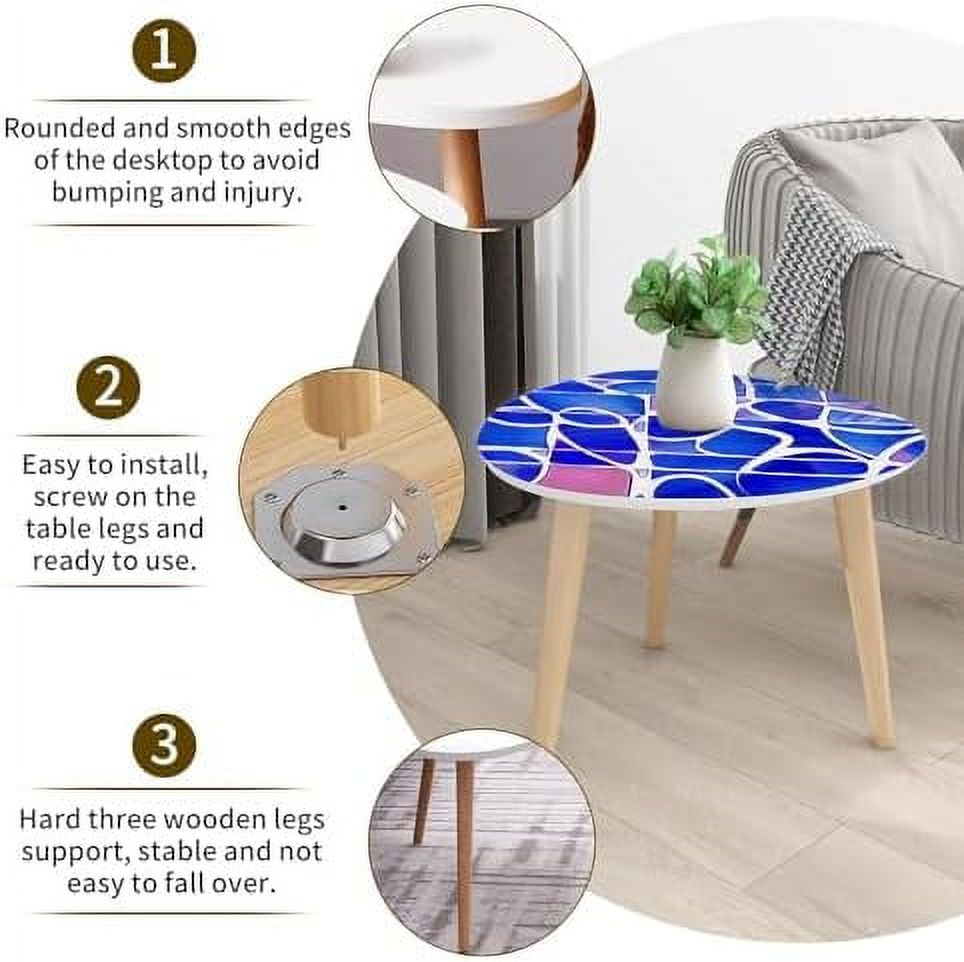 SQWCFD Small Coffee Nesting  Abstract Stained Glass Mosaic  Violet Triangle End  Center   Modern   Room Bedroom Balcony