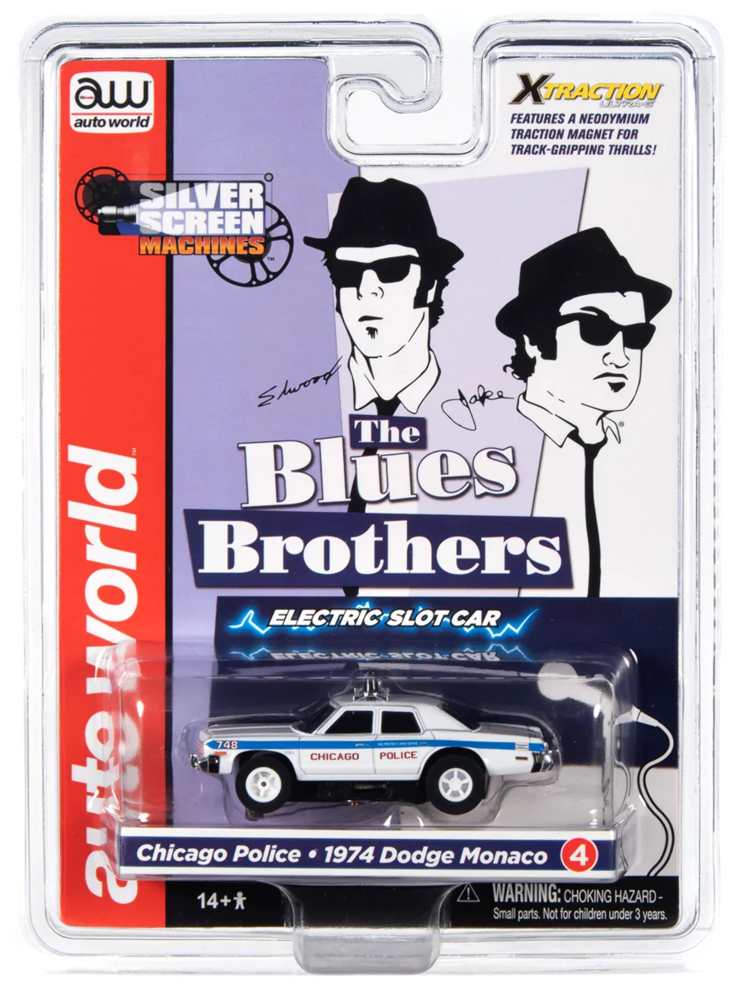 Auto World Xtraction SC372 R36 Blues Brothers Chicago Police 1974 Dodge Monaco HO Scale Slot Car