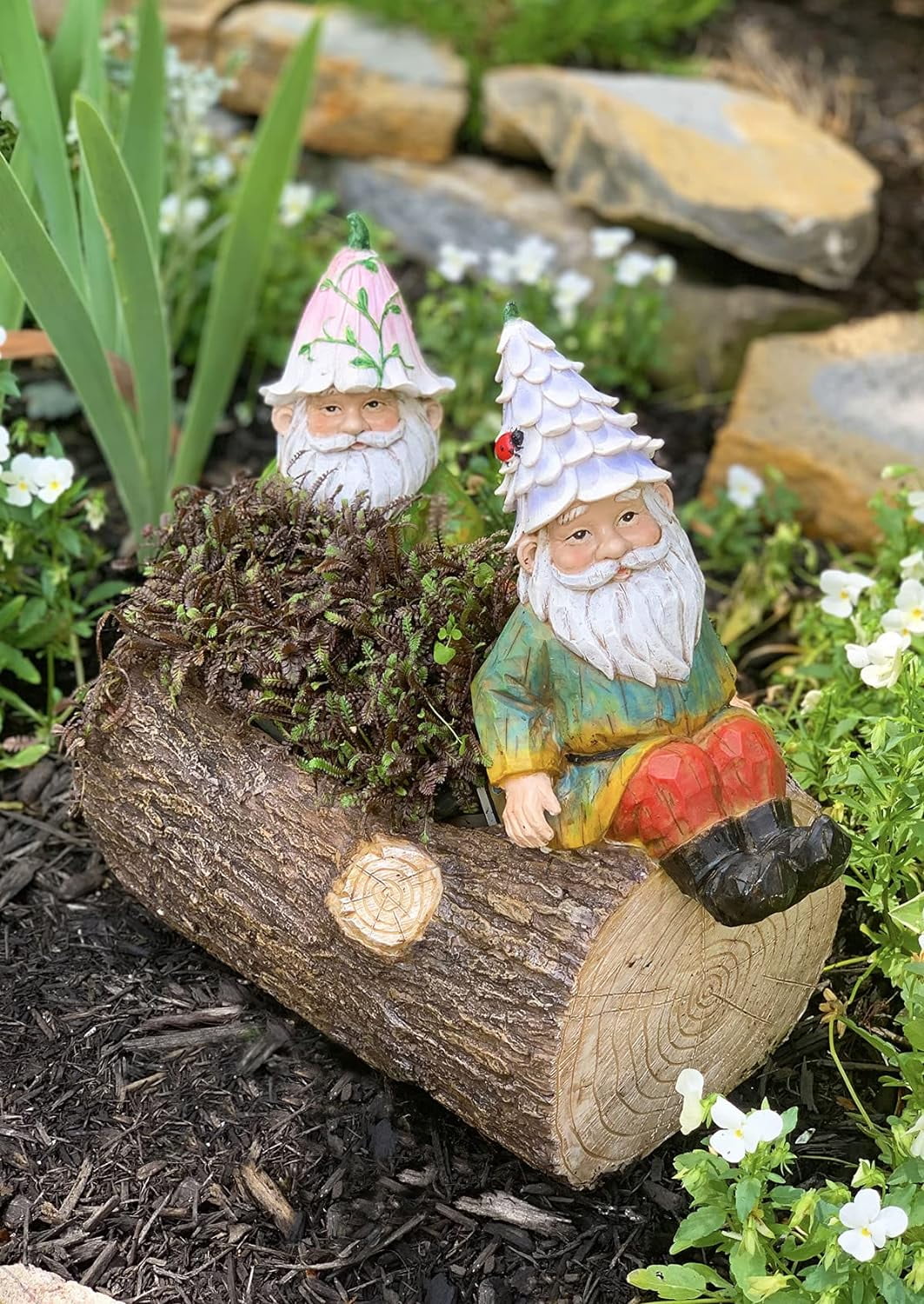 Red Carpet Studios 20514 Hand-Painted Resin and Stone Sculpted Gnome Planter, 4.5