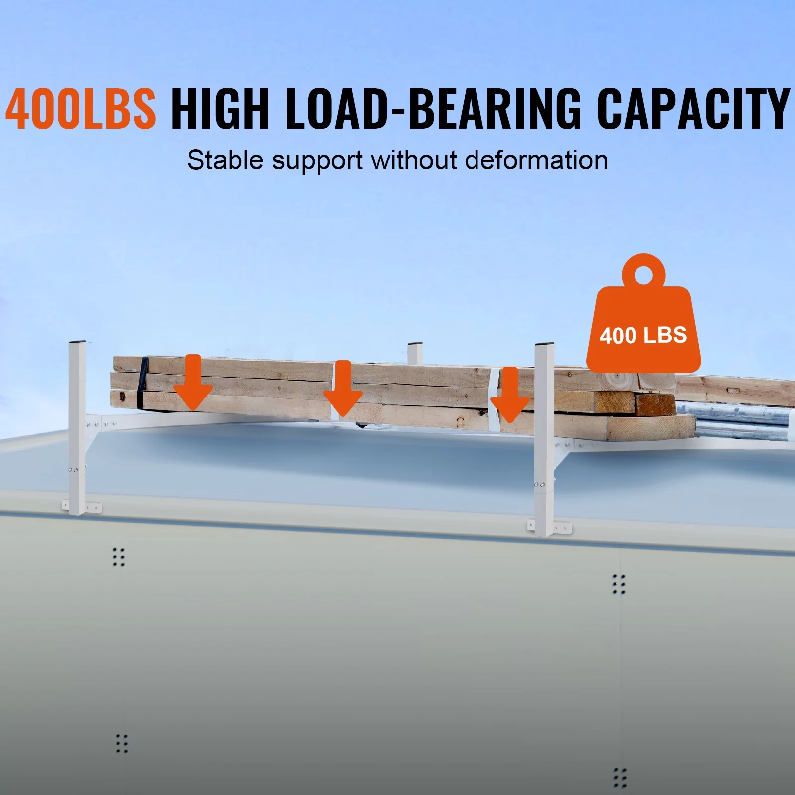 SKYSHALO 2 Bars Van Roof Ladder Rack 400 lbs Adjustable 51.2
