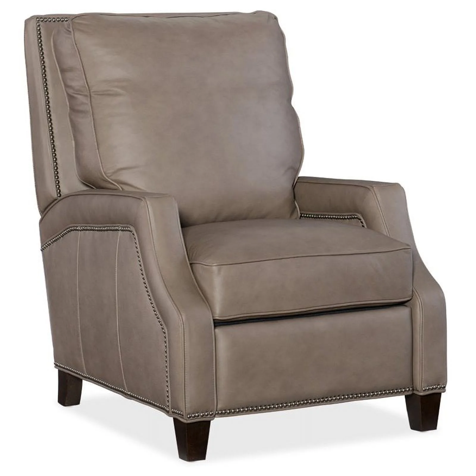 Bowery Hill Contemporary Leather Recliner in Beige and Natchez Brown