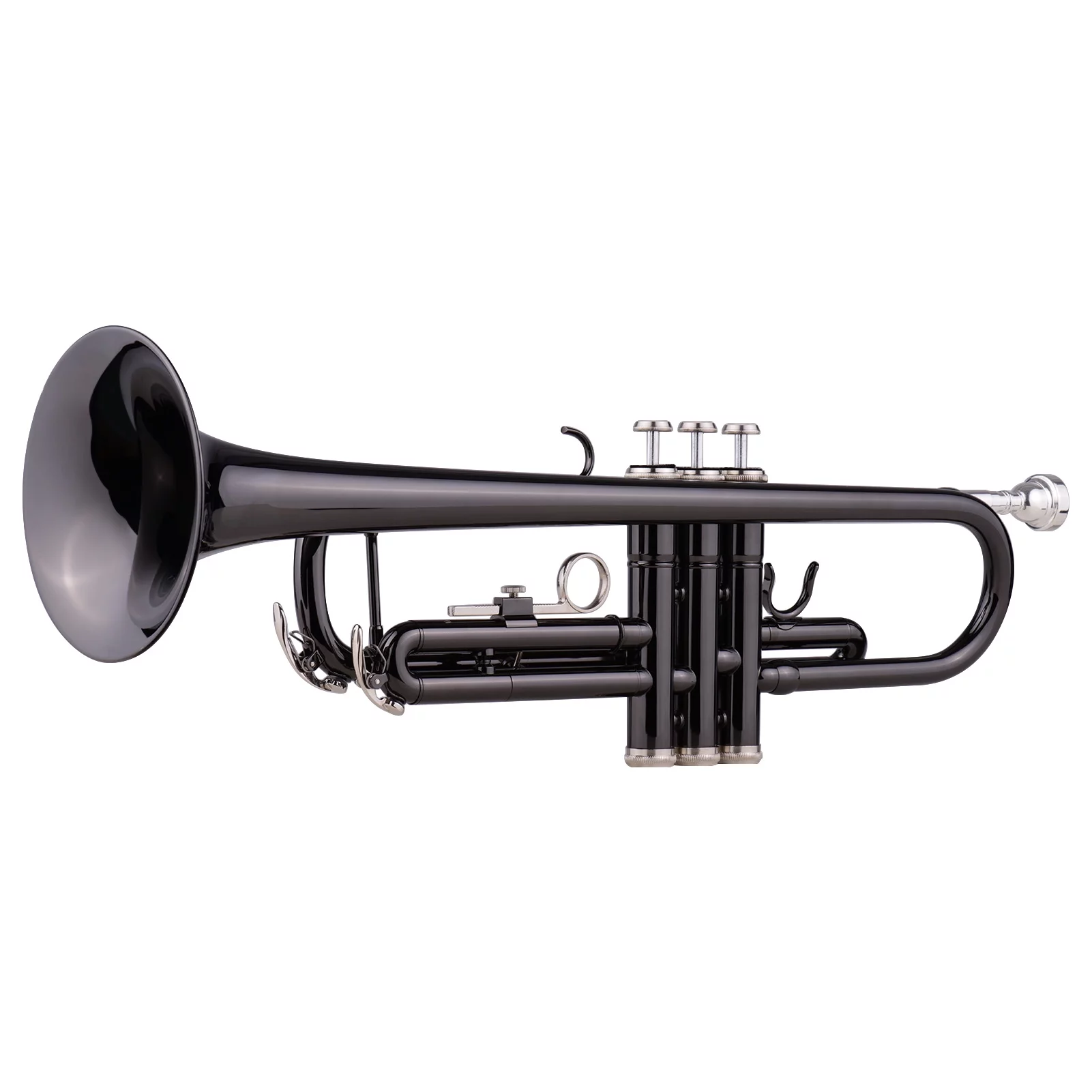 Black Brass Plated Bb Trumpet Set - Ideal for Beginners and Students, Includes Hard Case, Straps, Mouthpiece, Gloves, and Polishing Cloth
