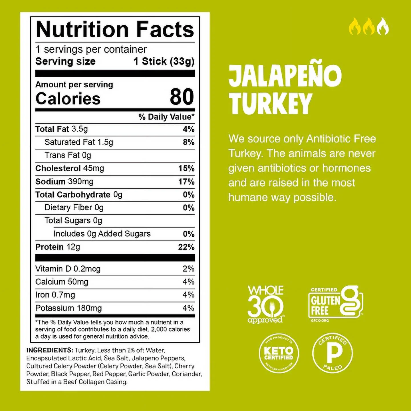 CHOMPS Jalapeño Turkey Jerkey Sticks 24ct 1.15oz