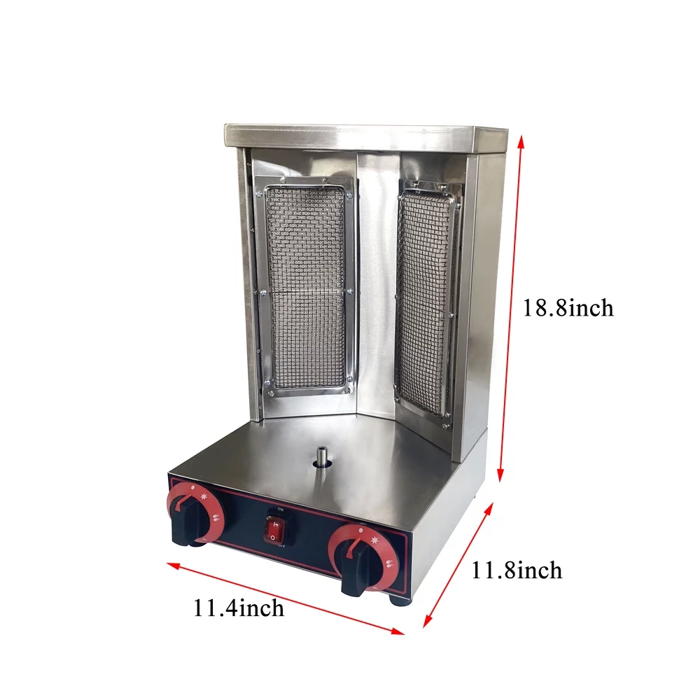 INTBUYING LP Gas Shawarma Grill Machine Spinning Doner Kebab Gyro Griller with 2pcs Burner