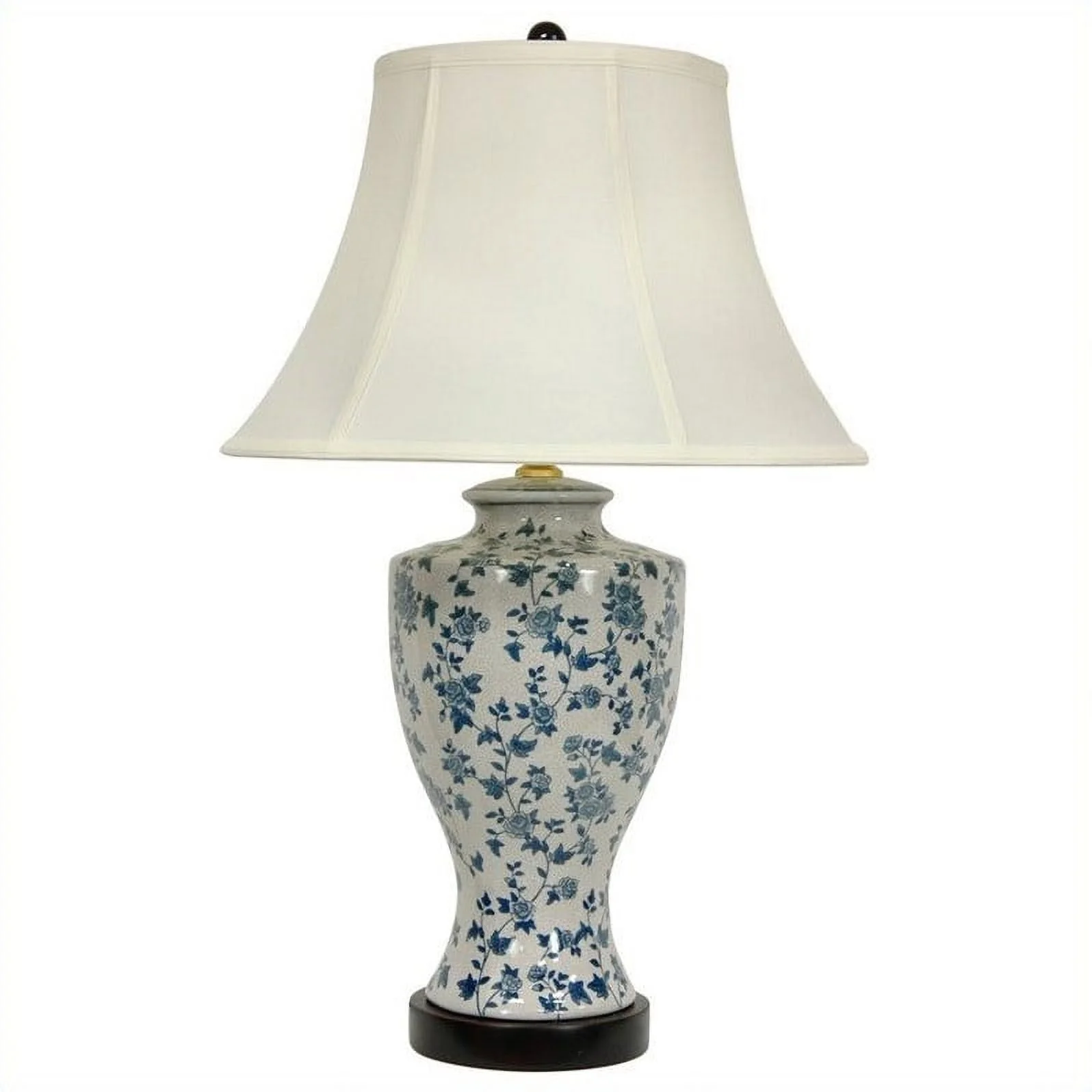 Oriental Furniture Blue and White Flower Vine Table Lamp