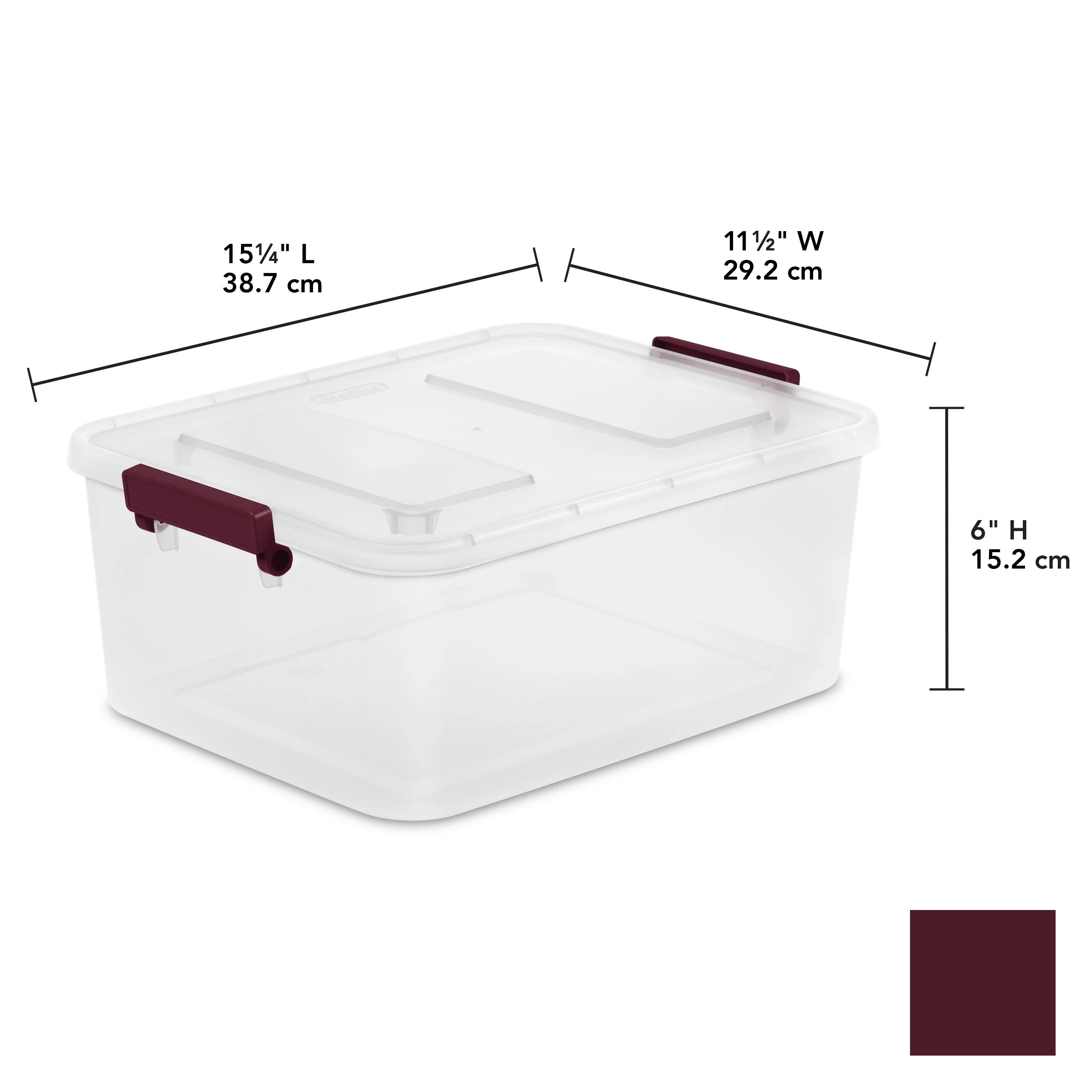 Sterilite Set of 4 Modular Latch Boxes Metropolis Burgundy Set of 4