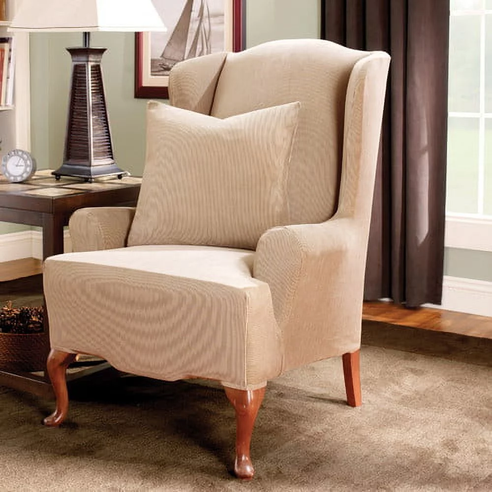 Sure Fit Stretch Stripe Wing Chair Slipcover