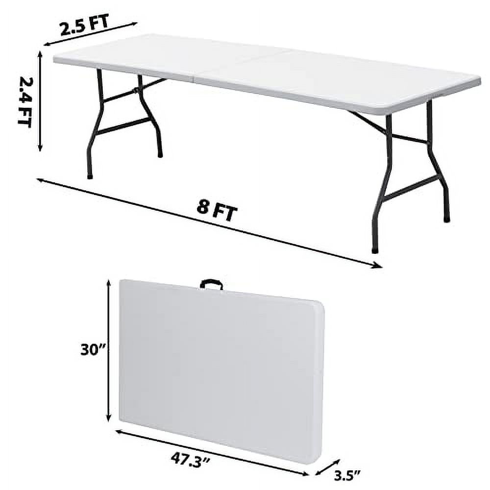 Plastic Folding Table, Portable Indoor Outdoor Heavy Duty Utility Table for Game Puzzles Crafting Picnic Camping Dining Party, White (8 FT)