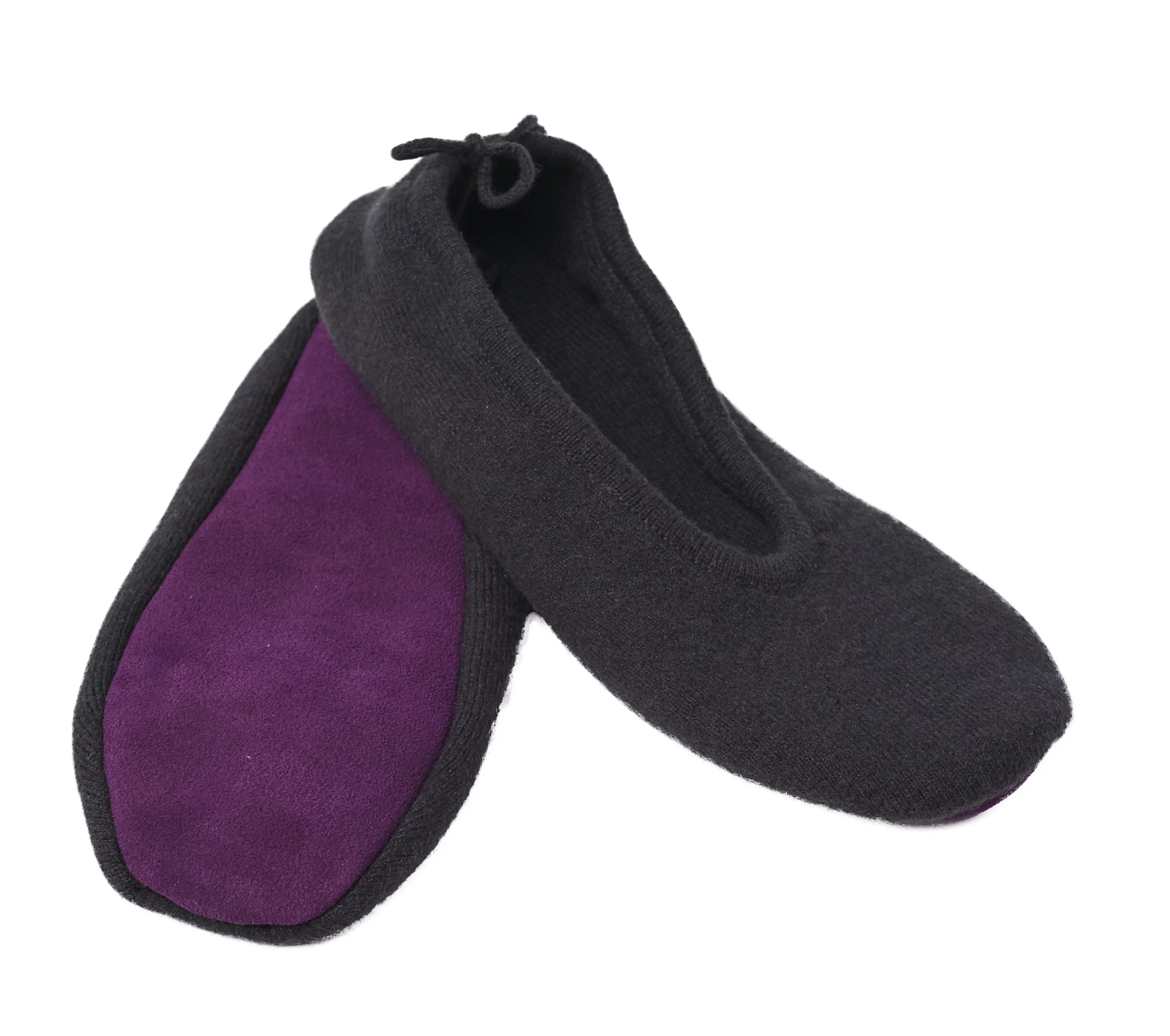 Cashmere Boutique: 100% Pure Cashmere Closed Slippers (Color: Charcoal Gray, Size: Large/Extra Large)