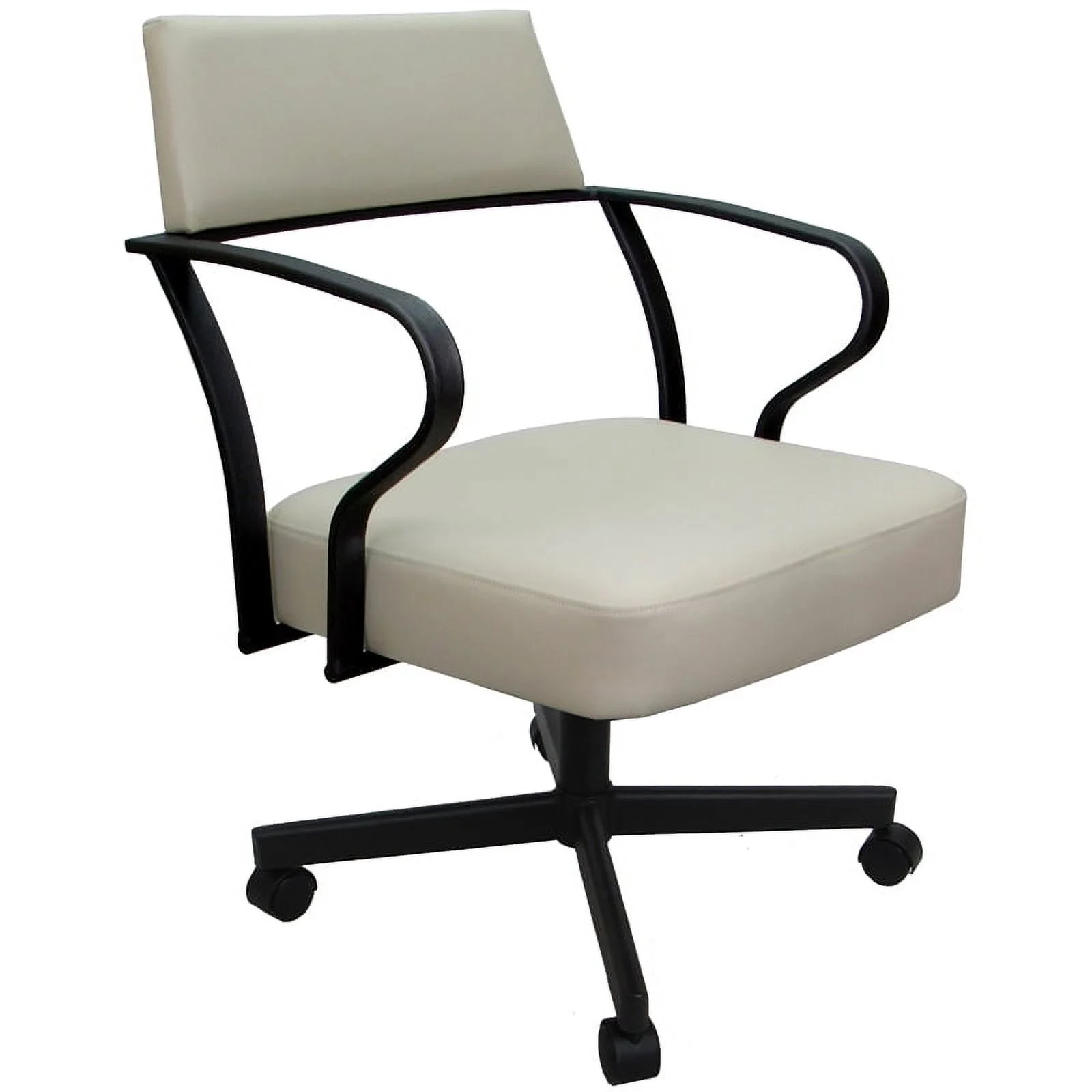 Pemberly Row Swivel Tilt Metal Dining Caster Chair - Ocean Beige - Black