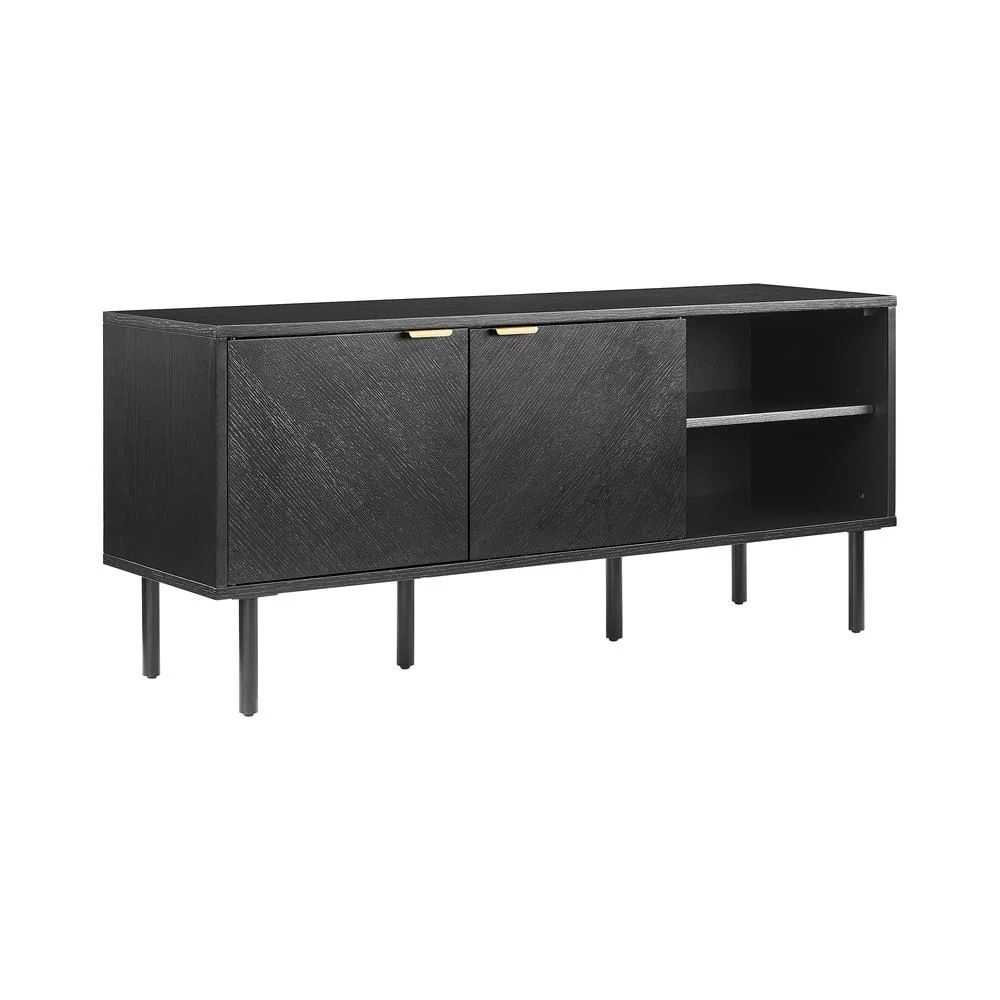Crosley Furniture Brody Record Storage Modern Wood Sideboard in Black