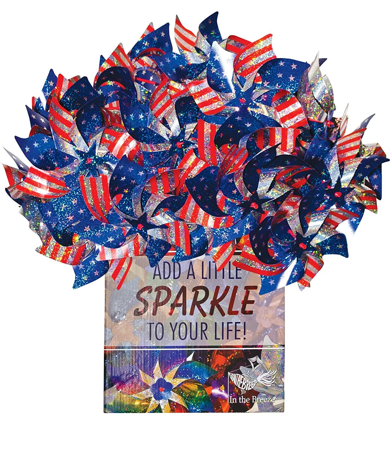 In the Breeze 2749-PACKS — Stars & Stripes Pinwheel, 8-Inch Diameter, 48 Pieces — Patriotic Fun Hand-Held Pinwheel Spinners