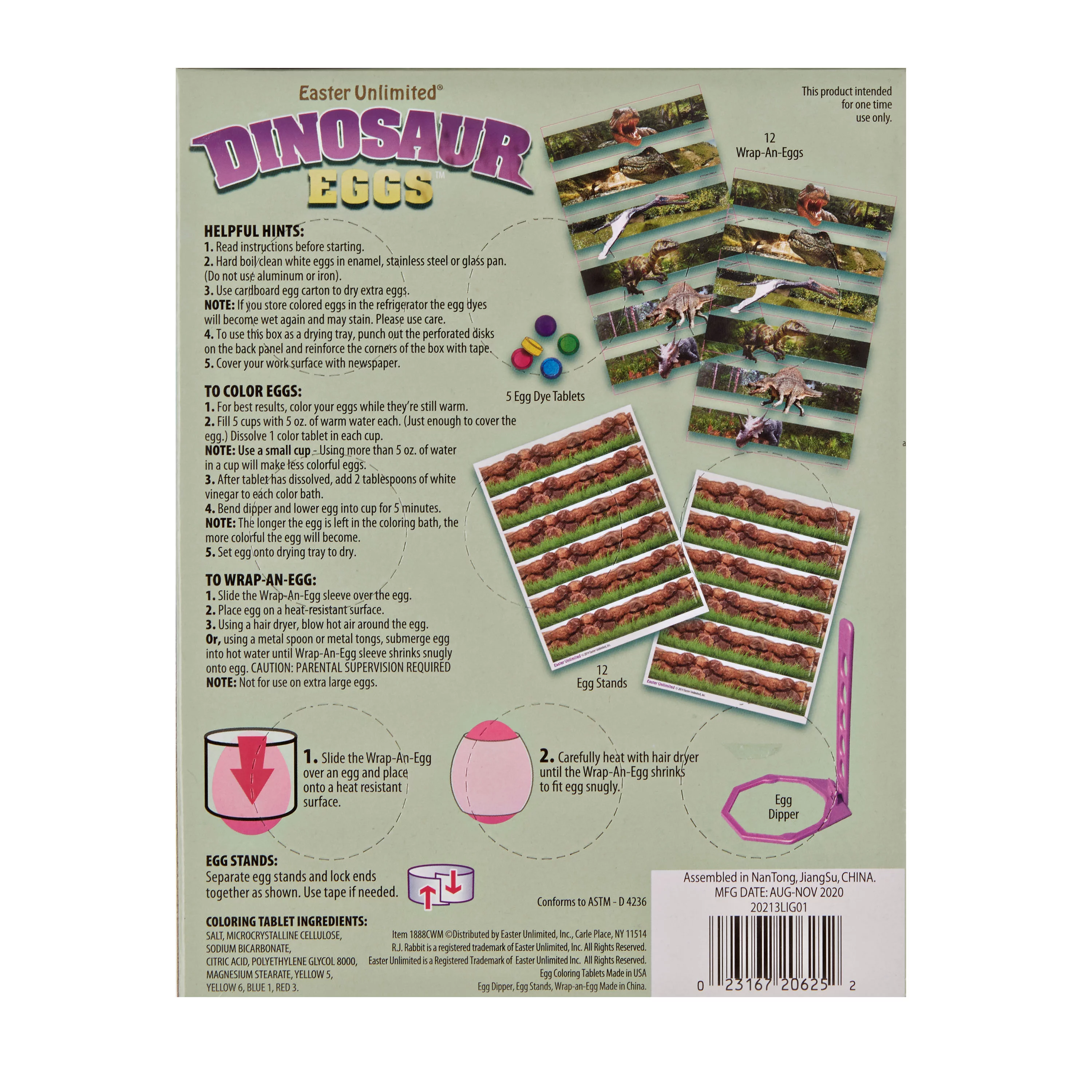 R.J. Rabbit® DINOSAUR EGGS decorating kit  by Easter Unlimited