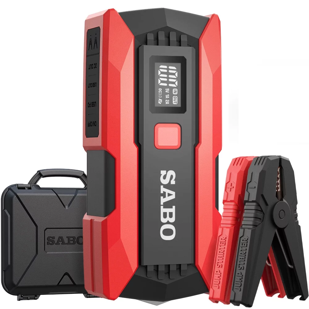 SABO 2000A Car Jump Starter - 16000mAh Power Pack with LED Display and Safety Features