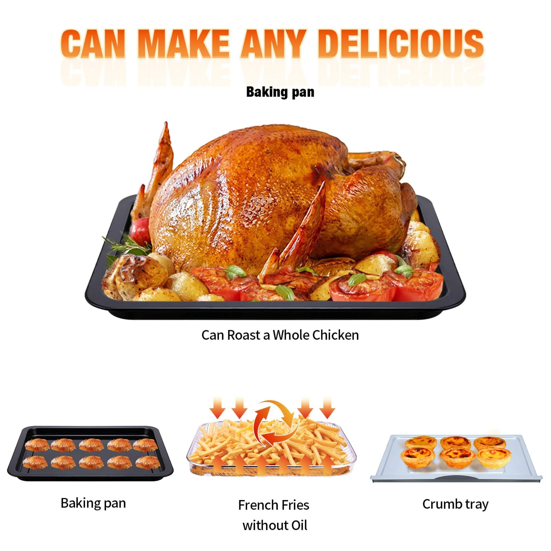 1pc Geek Chef Air Fryer Countertop Convection Oven, 4 Slice Toaster Air Fryer Oven Warm, Broil, Toast, Bake, Air Fry, Oil-Free, Perfect For Countertop (10QT Air Fryer Oven)