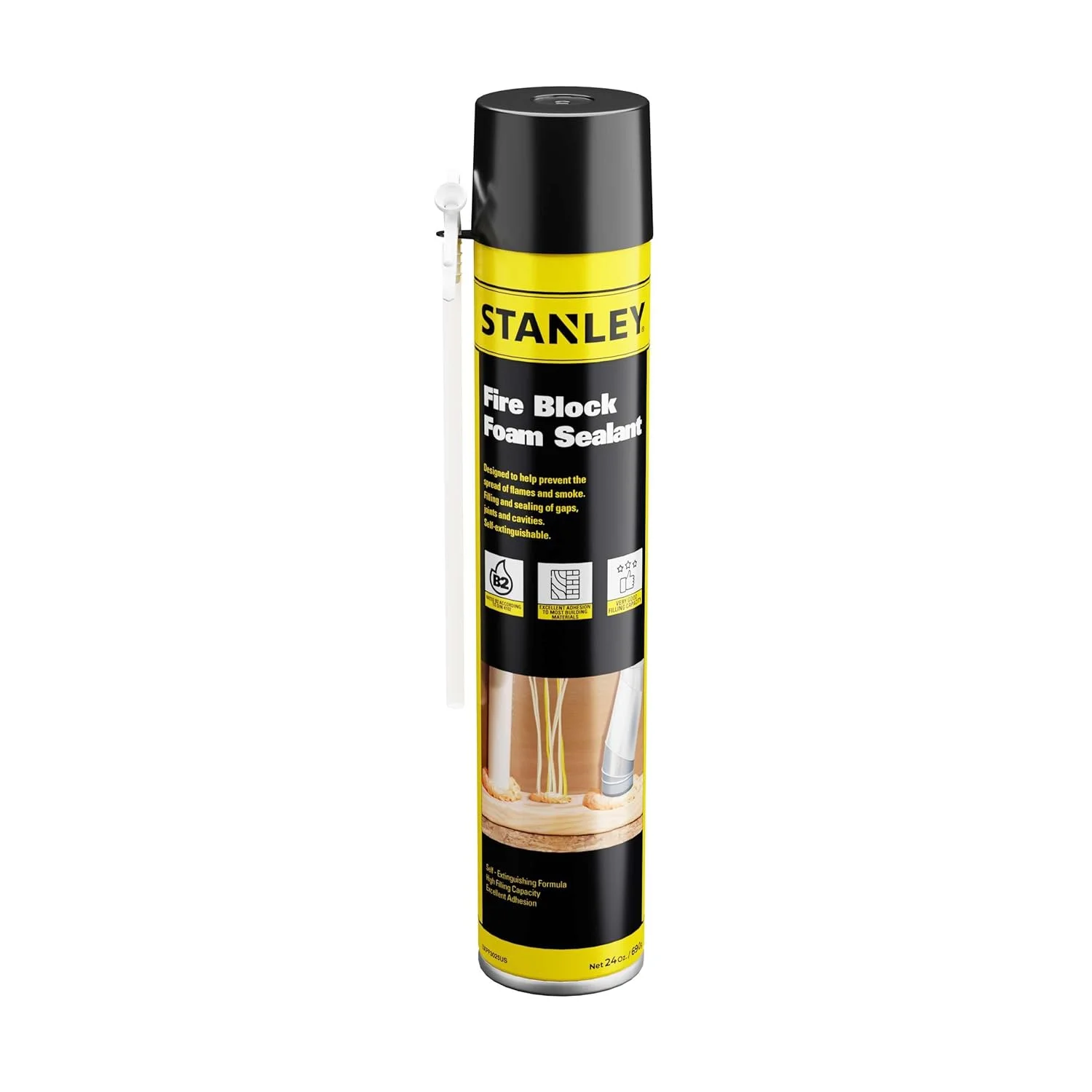 STANLEY Fire Block Foam Sealant - Orange Fire Rated Insulation Spray Foam, 24 oz, 1 Pack