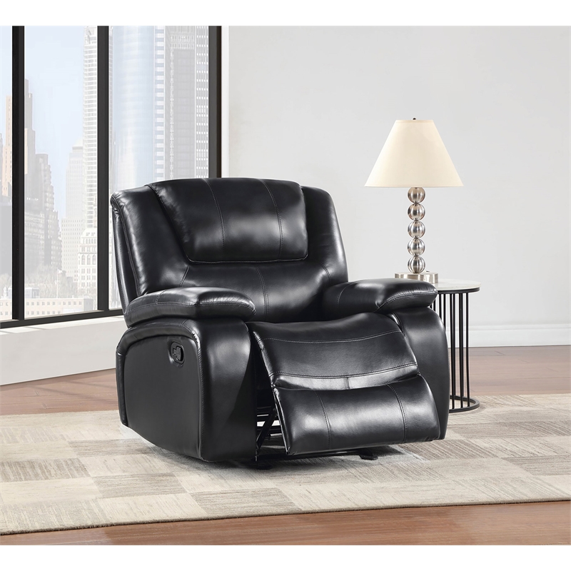 Pemberly Row Faux Leather Upholstered Glider Recliner Chair Black
