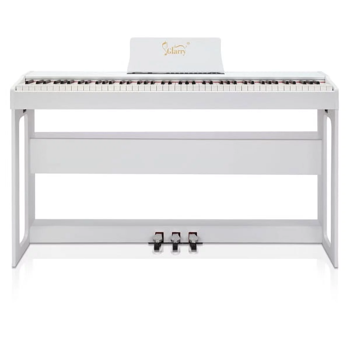 Bornmio Glarry GDP-104 88 Keys Full Weighted Keyboards Digital Piano with Furniture Stand, Power Adapter, Triple Pedals, Headphone, for All Experience Levels White