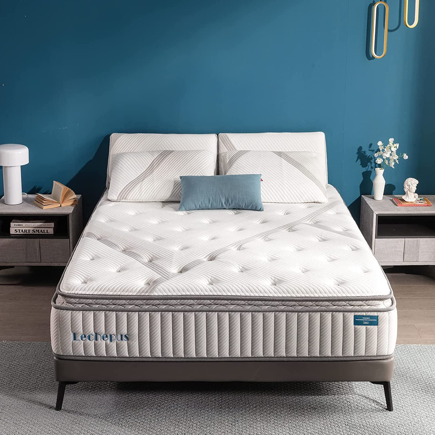 12 Inch Queen Mattress, Lechepus Cool Gel Memory Foam Hybrid Mattress with Pocket Innerspring, Medium Firm Pillow Top Mattresses for Supportive & Pressure Relief