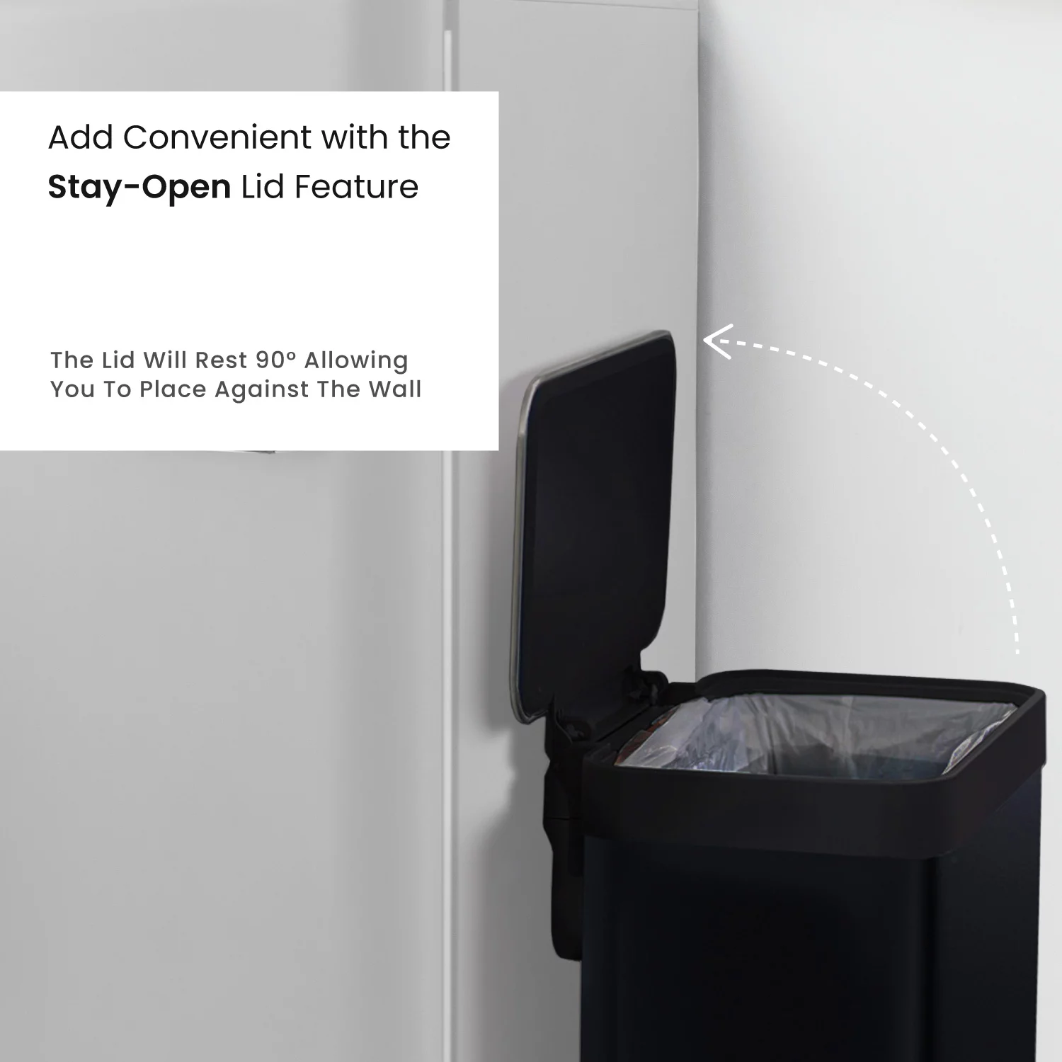 Home Zone Living 13 gal/50 Liter Kitchen Garbage Can Stainless Steel, Black