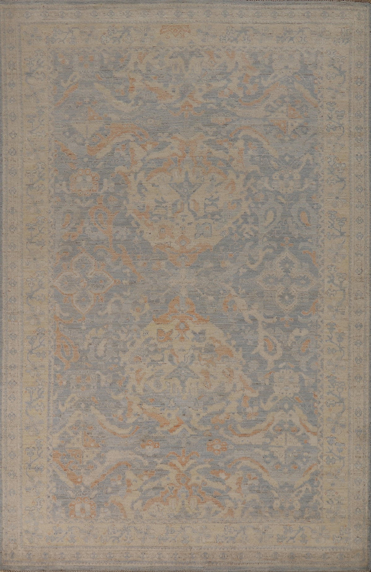 Transitional Collection, Navy Blue & Blues All-Over/Floral/Geometric Area Rug 5x8, Oriental Wool Carpet