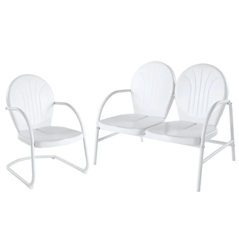 Kingfisher Lane Modern 2 Piece Metal Patio Sofa Set in White