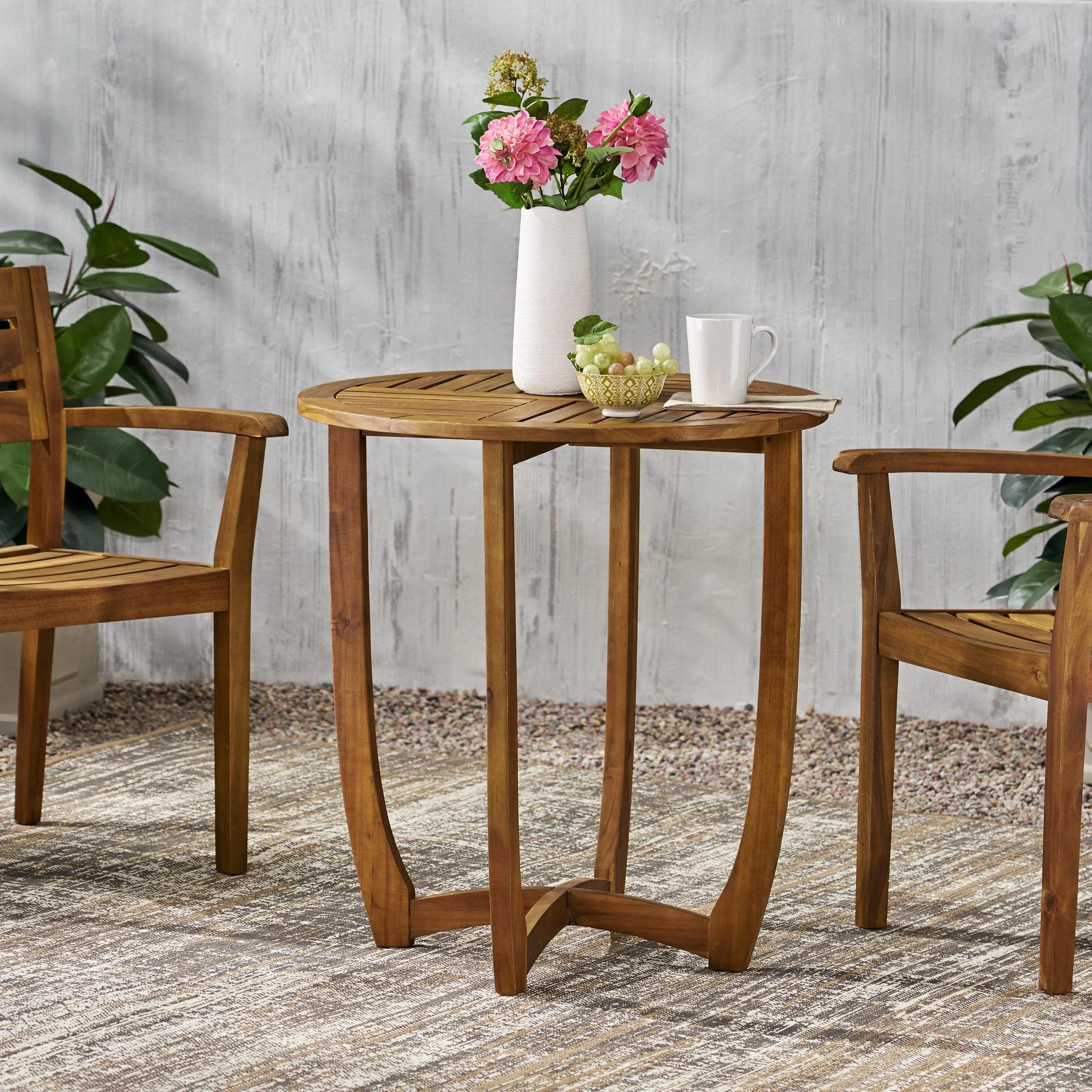 GDF Studio Andria Outdoor Acacia Wood Bistro Table, Teak
