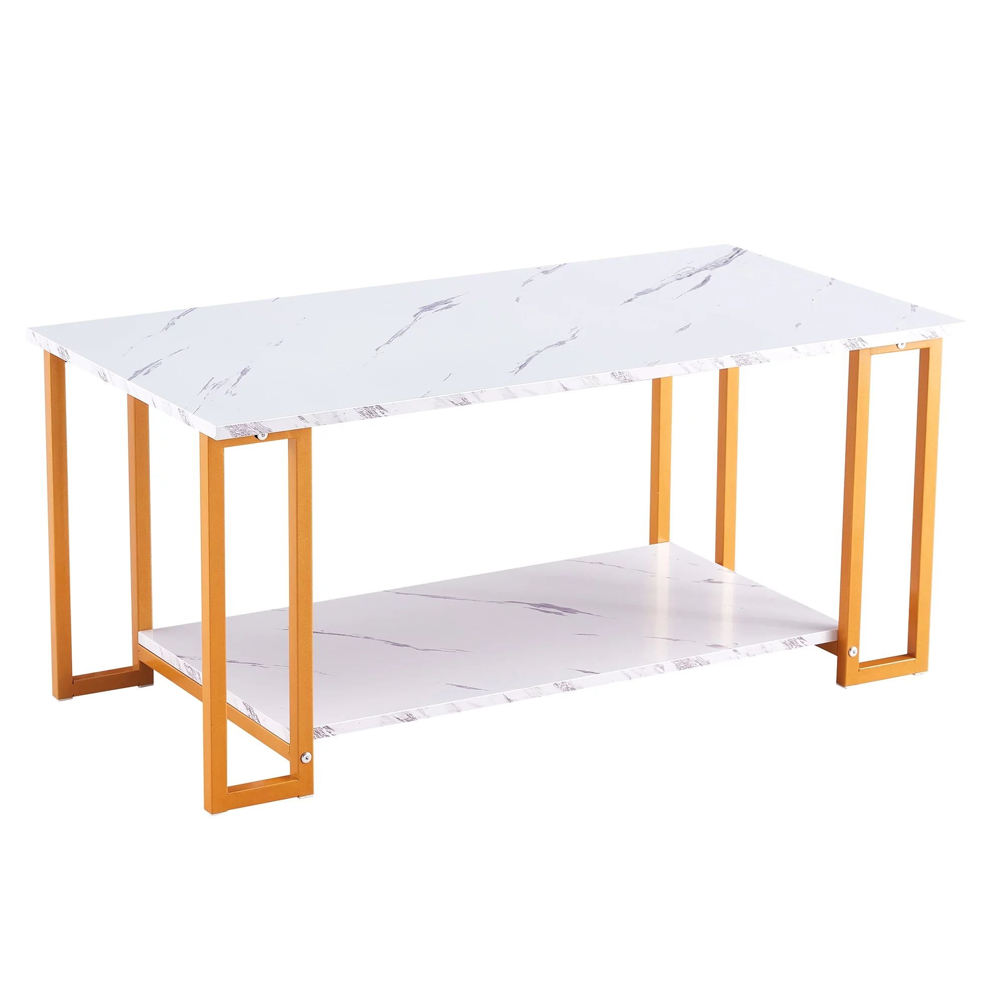 Coffee Table, 2 Layers 1.5cm Thick Marble MDF Rectangle 39.37