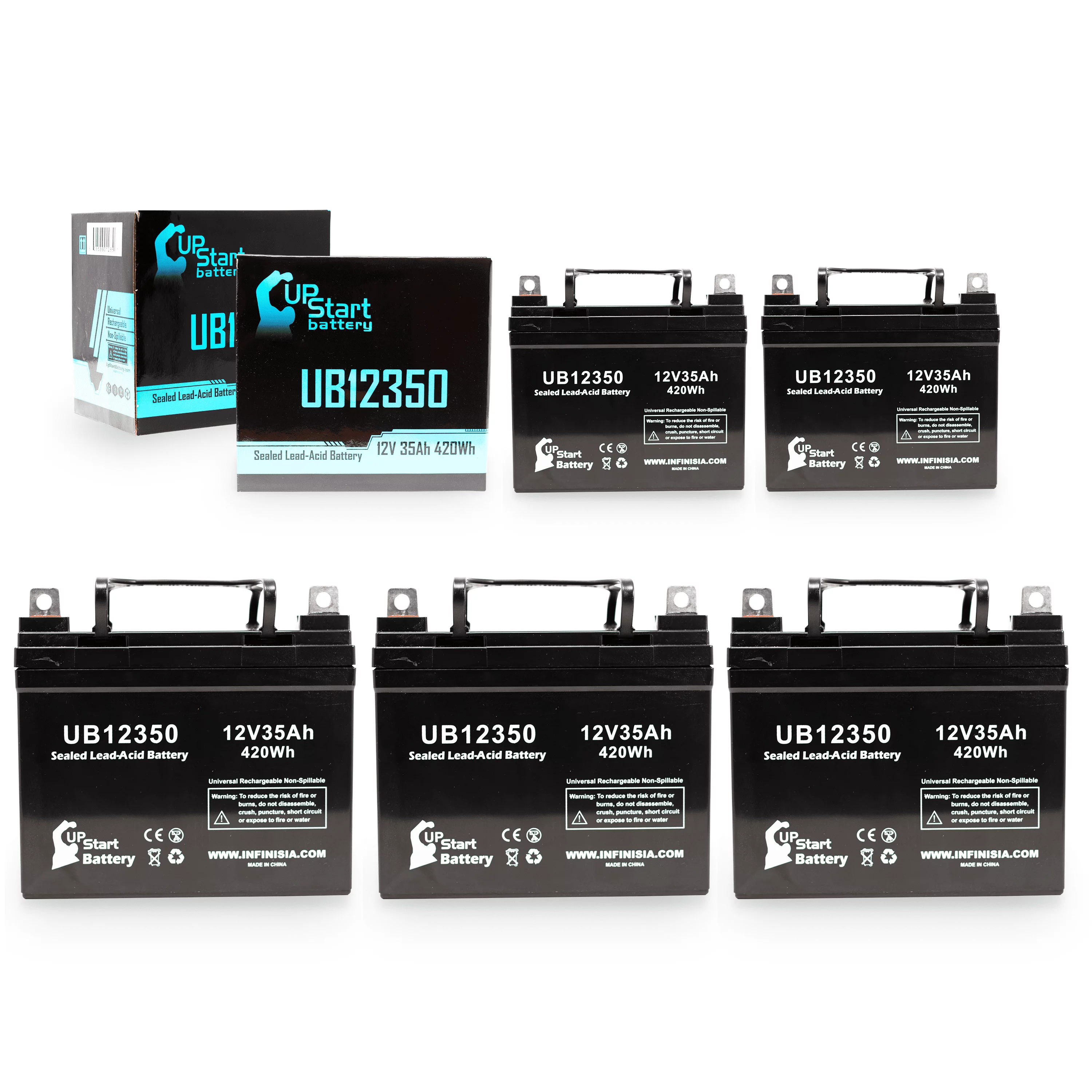 5x Pack - Compatible DOUGLAS DG1230 Battery - Replacement UB12350 Universal Sealed Lead Acid Battery (12V, 35Ah, 35000mAh, L1 Terminal, AGM, SLA)