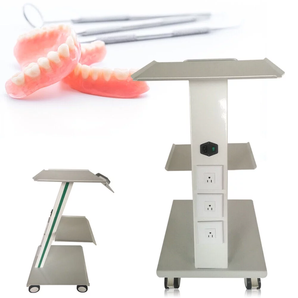 Miumaeov 3 Tiers Medical Trolley Salon Equipment Storage Stand Dental Rolling Mobile Tool Cart w/ Foot Brake