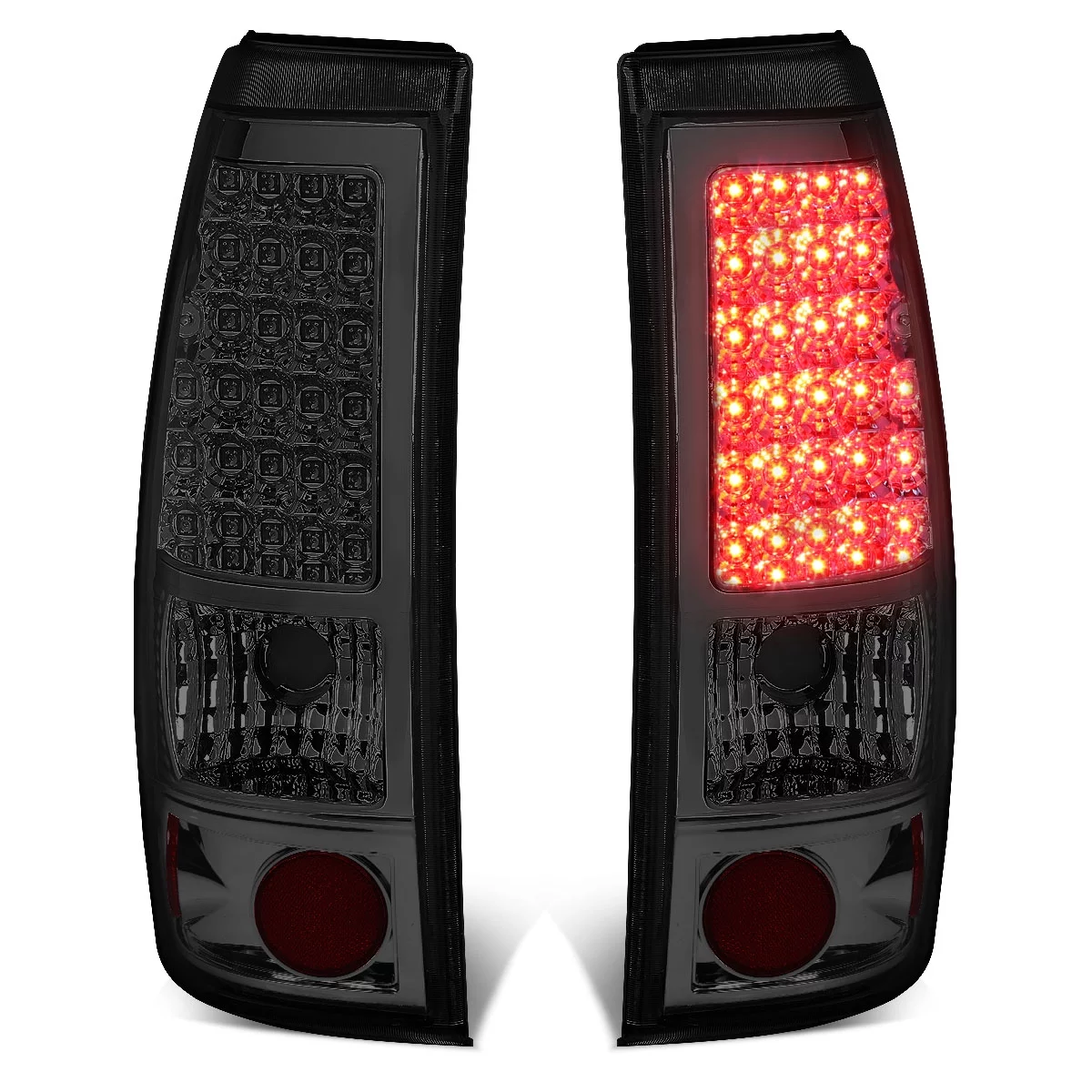 DNA Motoring TL-CSIL99-LED-CH-SM For 1999 to 2003 Chevy Silverado / GMC Sierra Pair of Chrome Housing Smoked Lens LED Brake Tail Lights 00 01 02