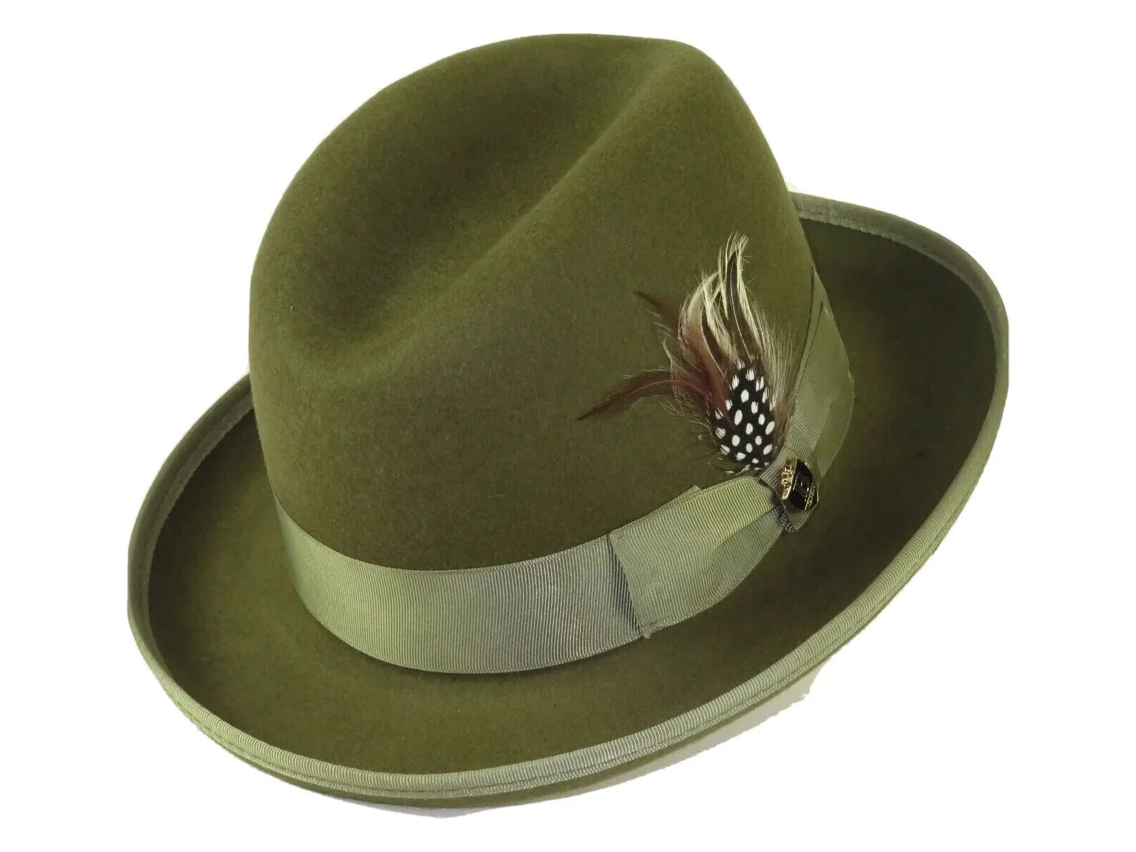 Men Bruno Capelo Dress Hat Australian Wool Homburg Godfather GF112 Olive Green
