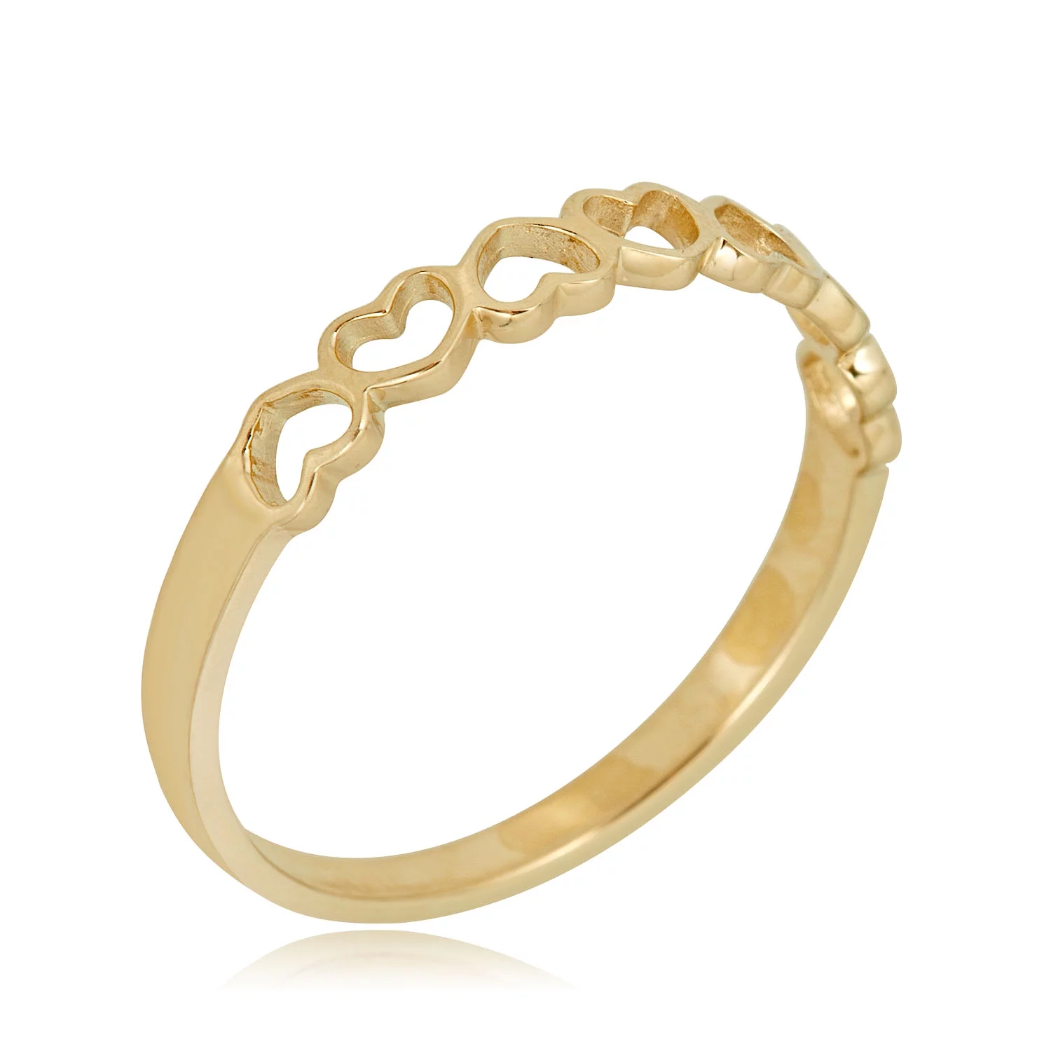 10K Yellow Gold Polished Stackable Open Heart Ring Size 8