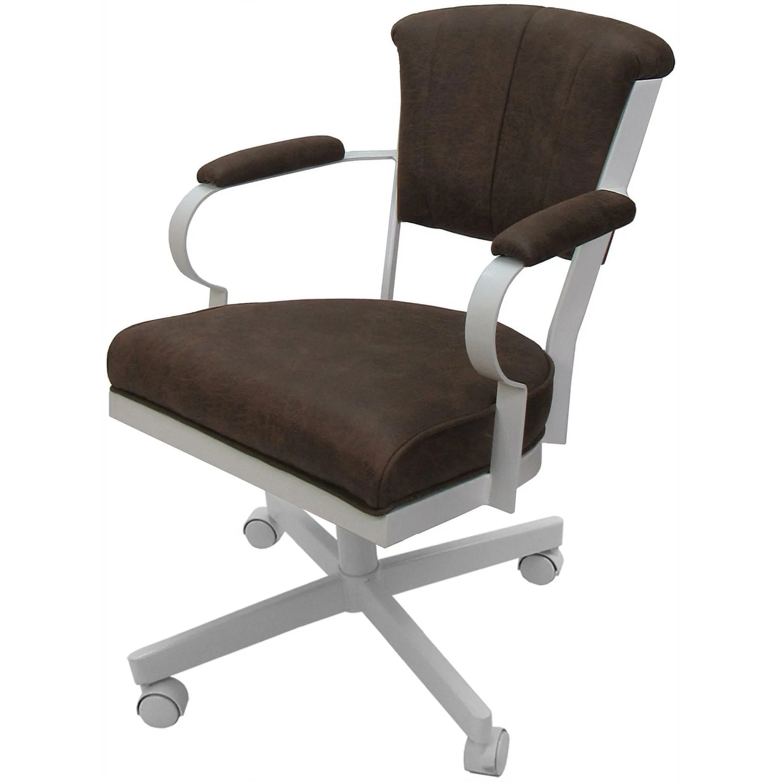 Miami Swivel Tilt Metal Caster Chair - Outlier Ash Brown Fabric - White Frame
